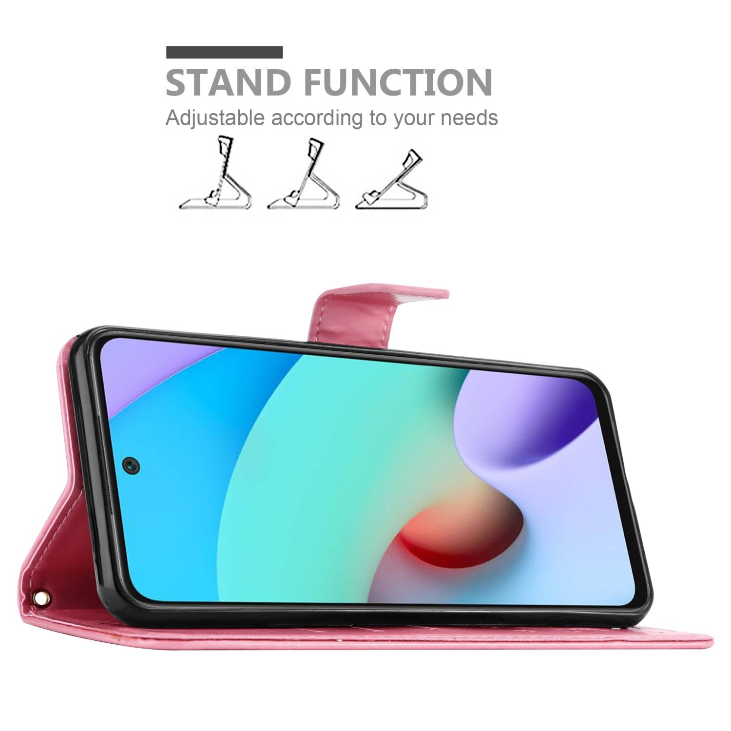 Cadorabo Hülle für Xiaomi RedMi 10 / RedMi NOTE 11 4G Schutz Hülle in Rosa Schutzhülle Handy Hülle Etui Case Blumen