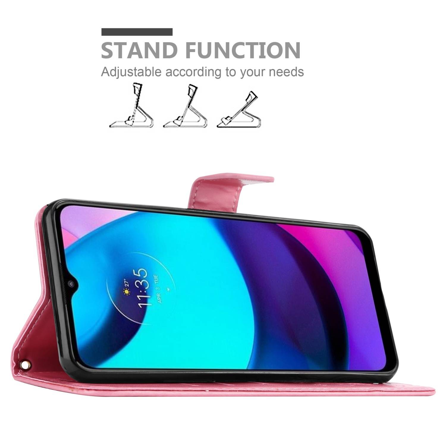 Cadorabo Hülle für Motorola MOTO E20 / E30 / E40 Schutz Hülle in Rosa Schutzhülle Handy Hülle Etui Case Blumen Flower