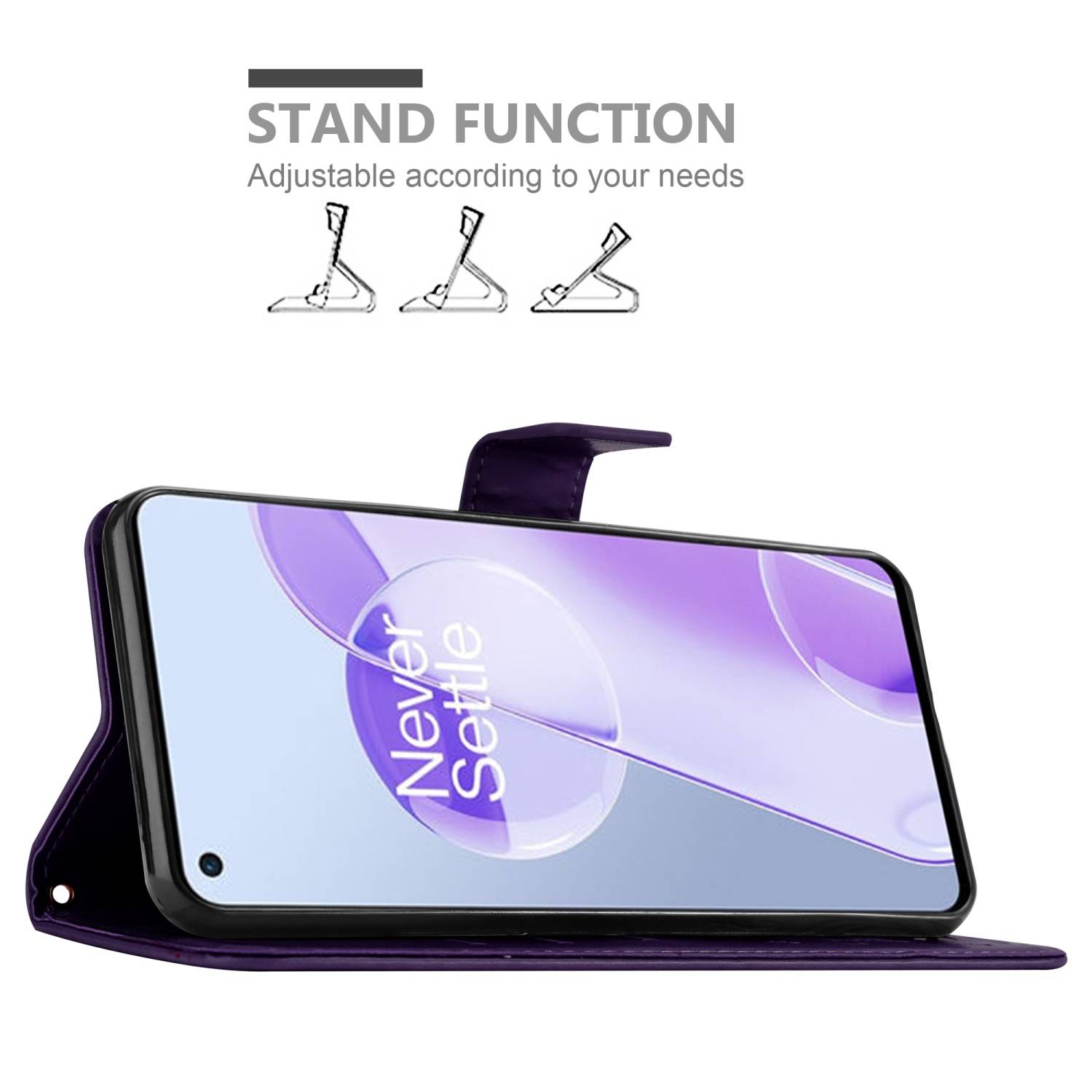 Cadorabo Hülle für OnePlus 9RT 5G Schutz Hülle in Lila Schutzhülle Handy Hülle Etui Case Blumen Flower