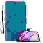 Cadorabo Hülle für OnePlus 9RT 5G Schutz Hülle in Blau Schutzhülle Handy Hülle Etui Case Blumen Flower