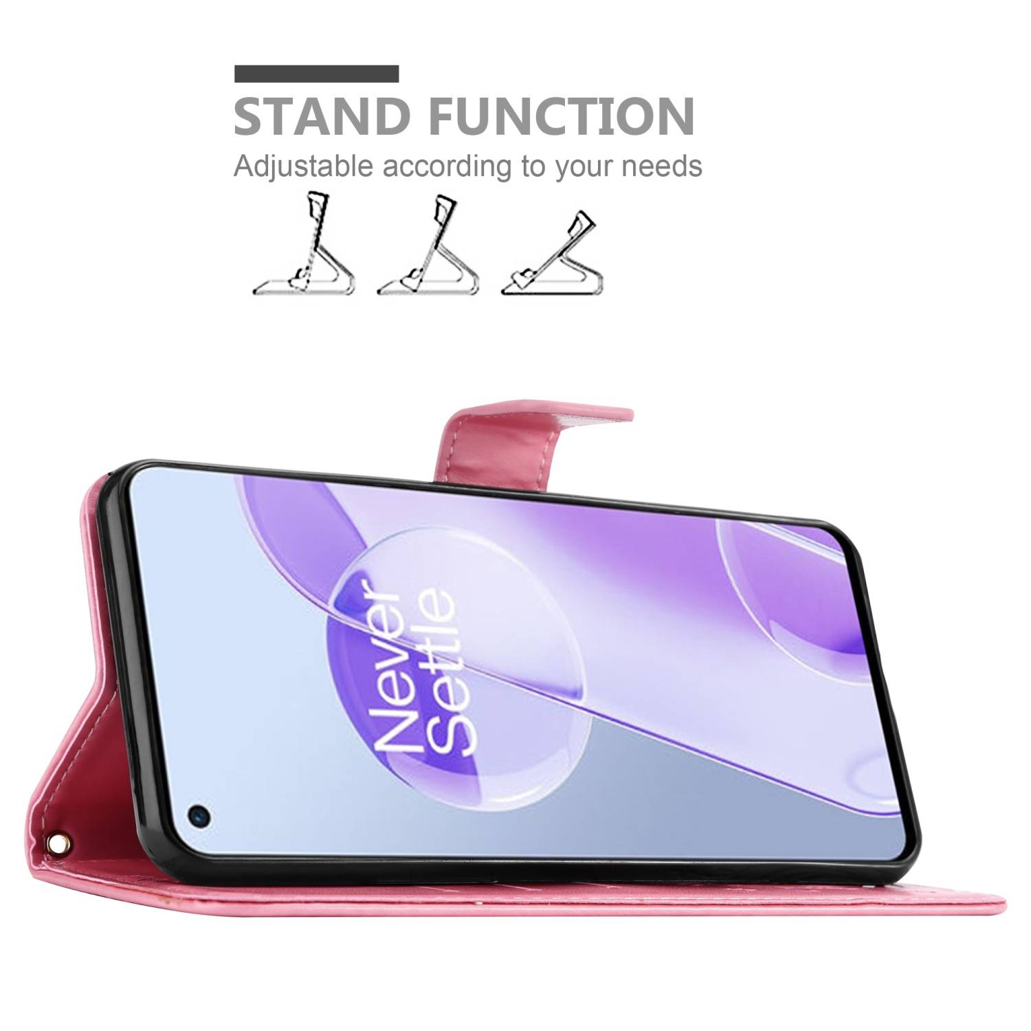 Cadorabo Hülle für OnePlus 9RT 5G Schutz Hülle in Rosa Schutzhülle Handy Hülle Etui Case Blumen Flower