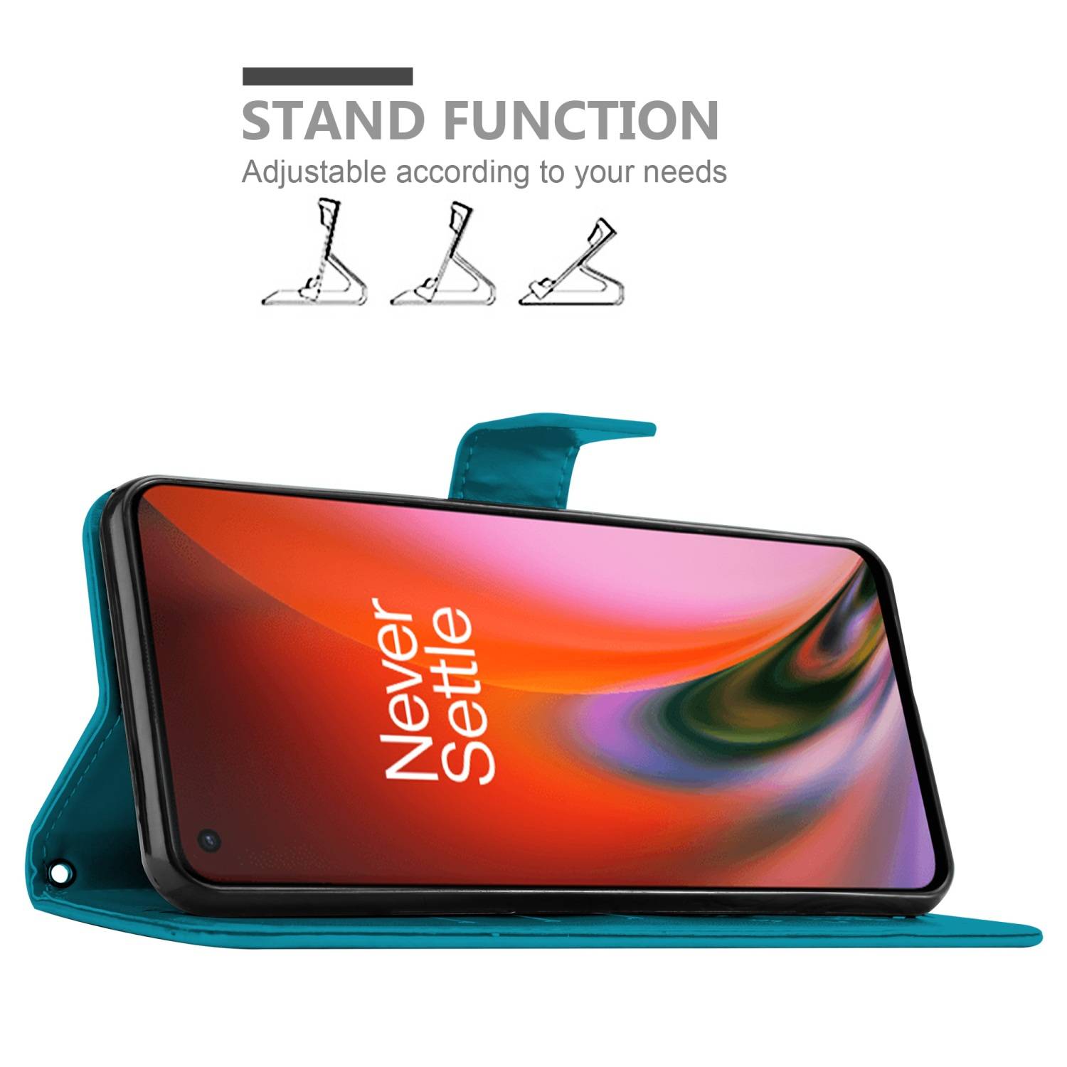 Cadorabo Hülle für OnePlus Nord 2 5G Schutz Hülle in Blau Schutzhülle Handy Hülle Etui Case Blumen Flower