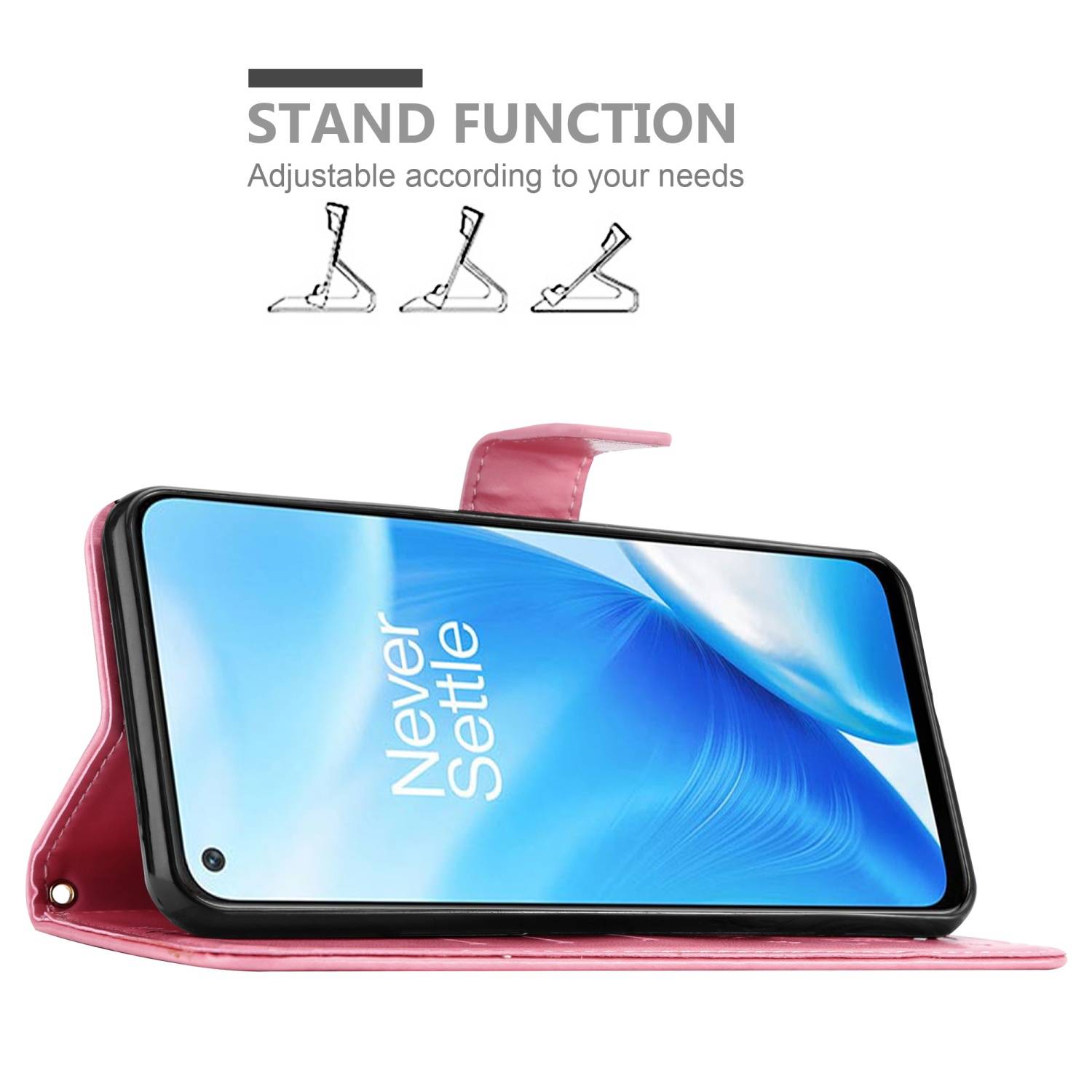 Cadorabo Hülle für OnePlus Nord N200 5G Schutz Hülle in Rosa Schutzhülle Handy Hülle Etui Case Blumen Flower