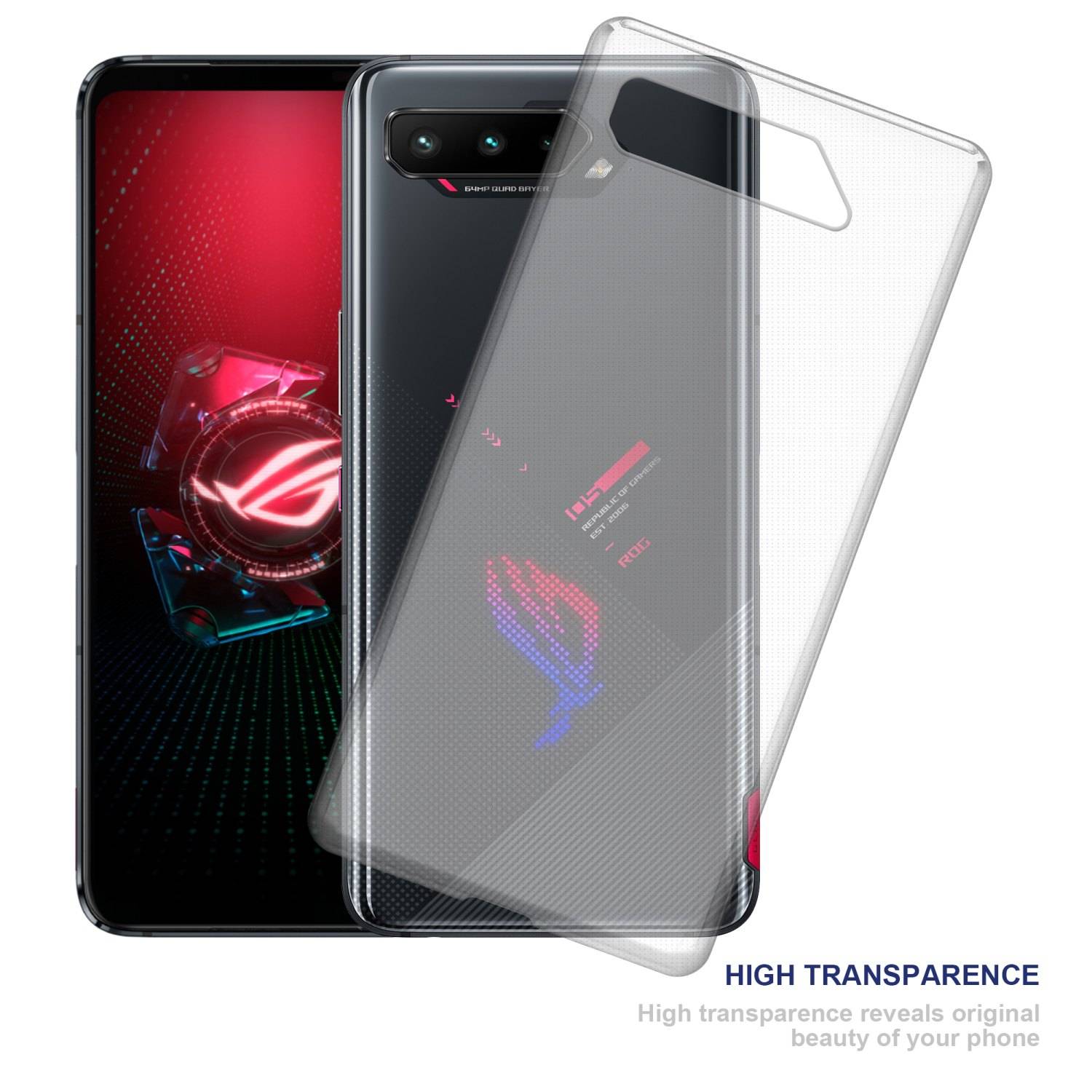Cadorabo Hülle für Asus ROG Phone 5 Schutz Hülle in Transparent Schutzhülle TPU Silikon Cover Etui Case