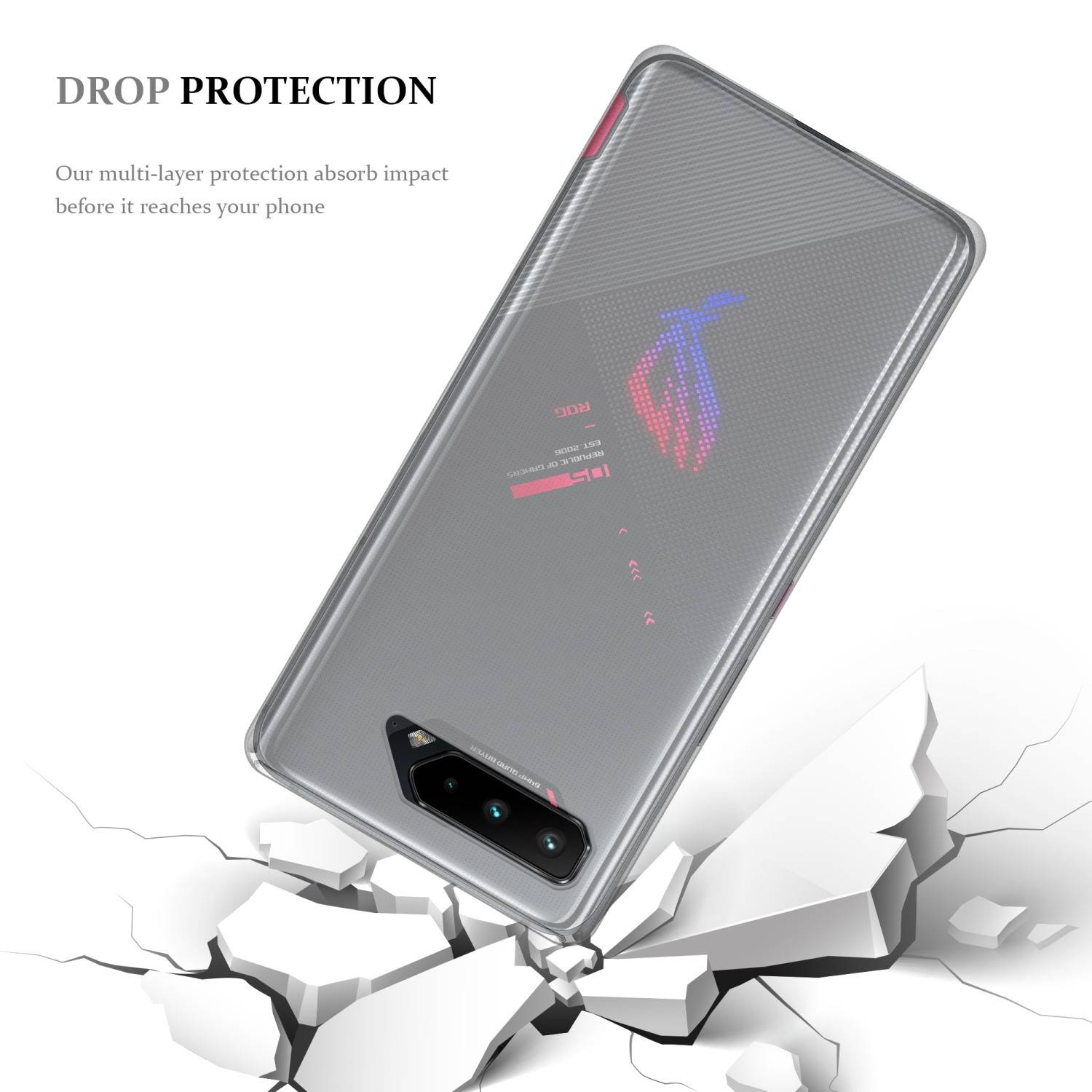 Cadorabo Hülle für Asus ROG Phone 5 Schutz Hülle in Transparent Schutzhülle TPU Silikon Cover Etui Case