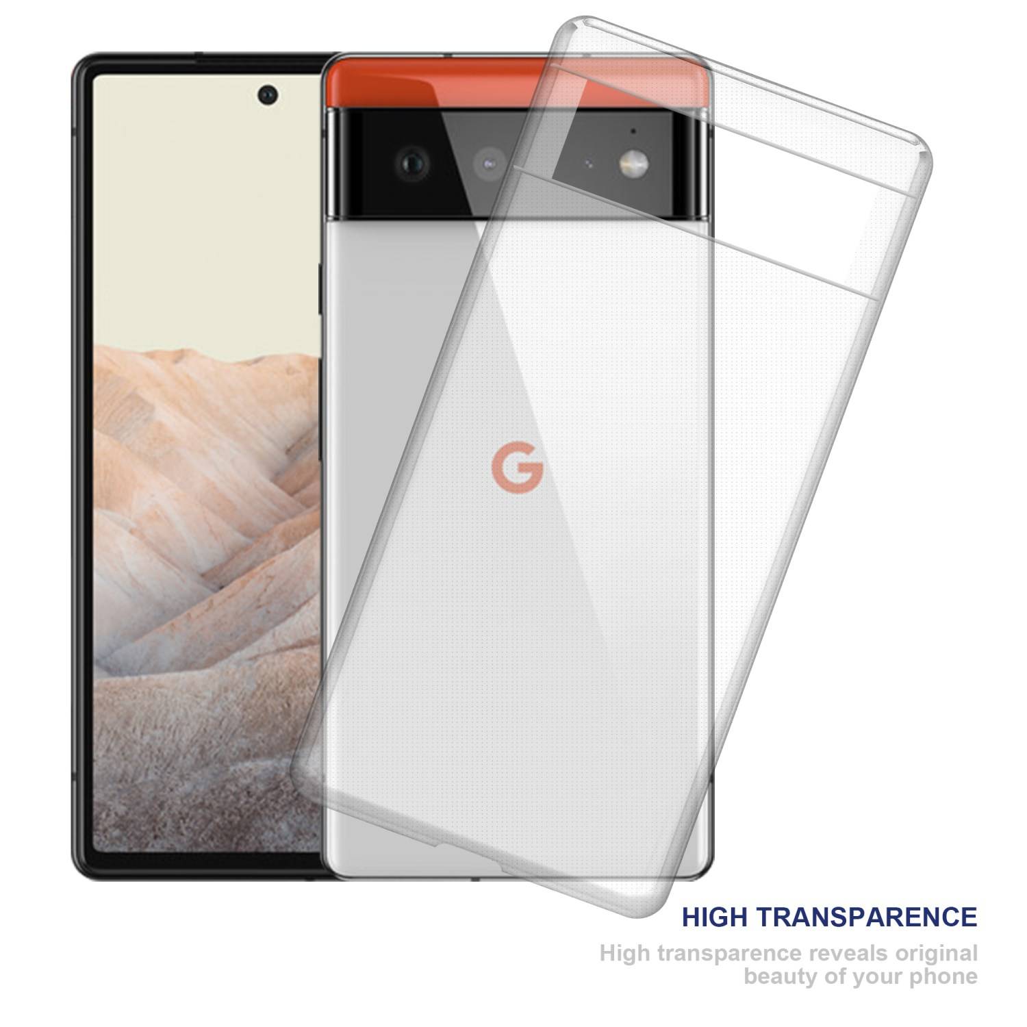 Cadorabo Hülle für Google PIXEL 6 Schutz Hülle in Transparent Schutzhülle TPU Silikon Cover Etui Case