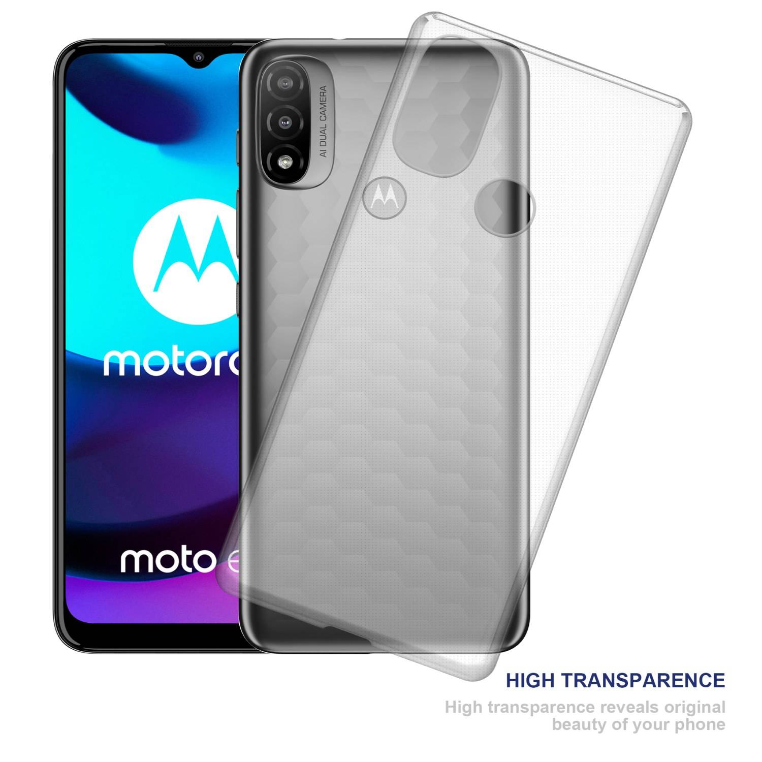 Cadorabo Hülle für Motorola MOTO E20 / E30 / E40 Schutz Hülle in Transparent Schutzhülle TPU Silikon Cover Etui Case