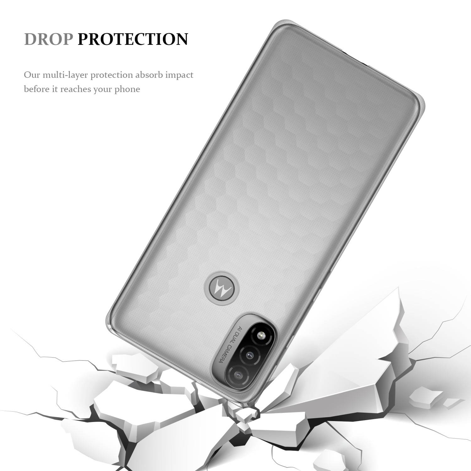 Cadorabo Hülle für Motorola MOTO E20 / E30 / E40 Schutz Hülle in Transparent Schutzhülle TPU Silikon Cover Etui Case
