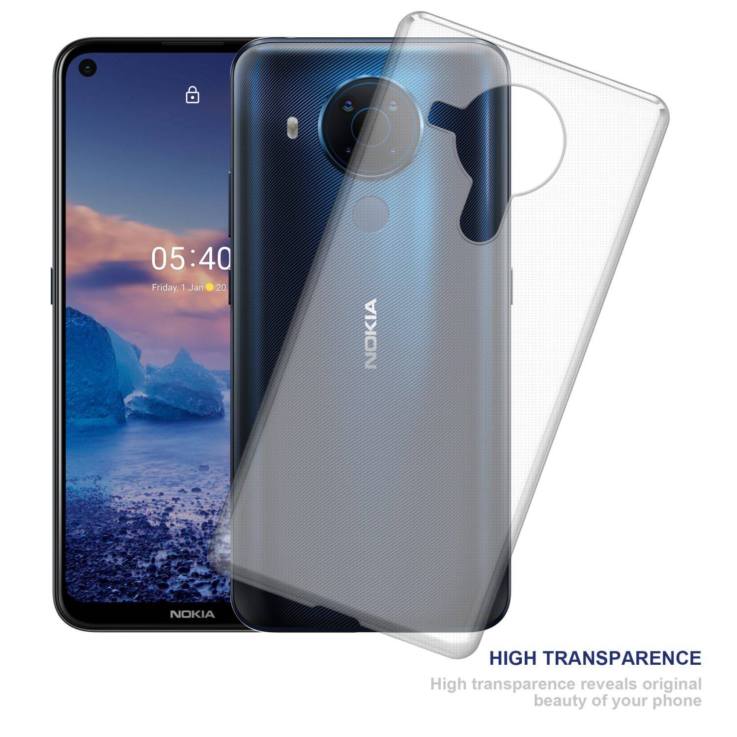Cadorabo Hülle für Nokia 5.4 Schutz Hülle in Transparent Schutzhülle TPU Silikon Cover Etui Case