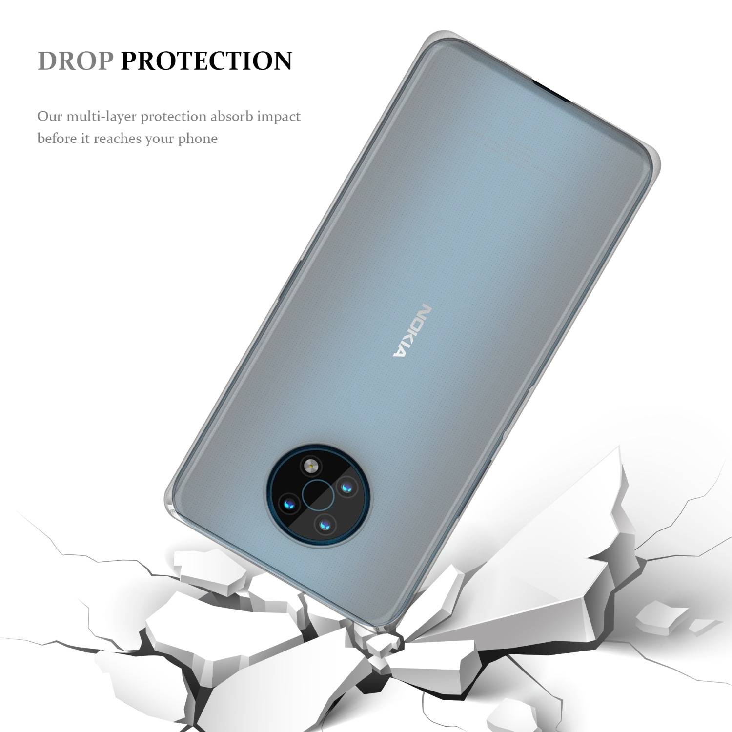 Cadorabo Hülle für Nokia G50 5G Schutz Hülle in Transparent Schutzhülle TPU Silikon Cover Etui Case