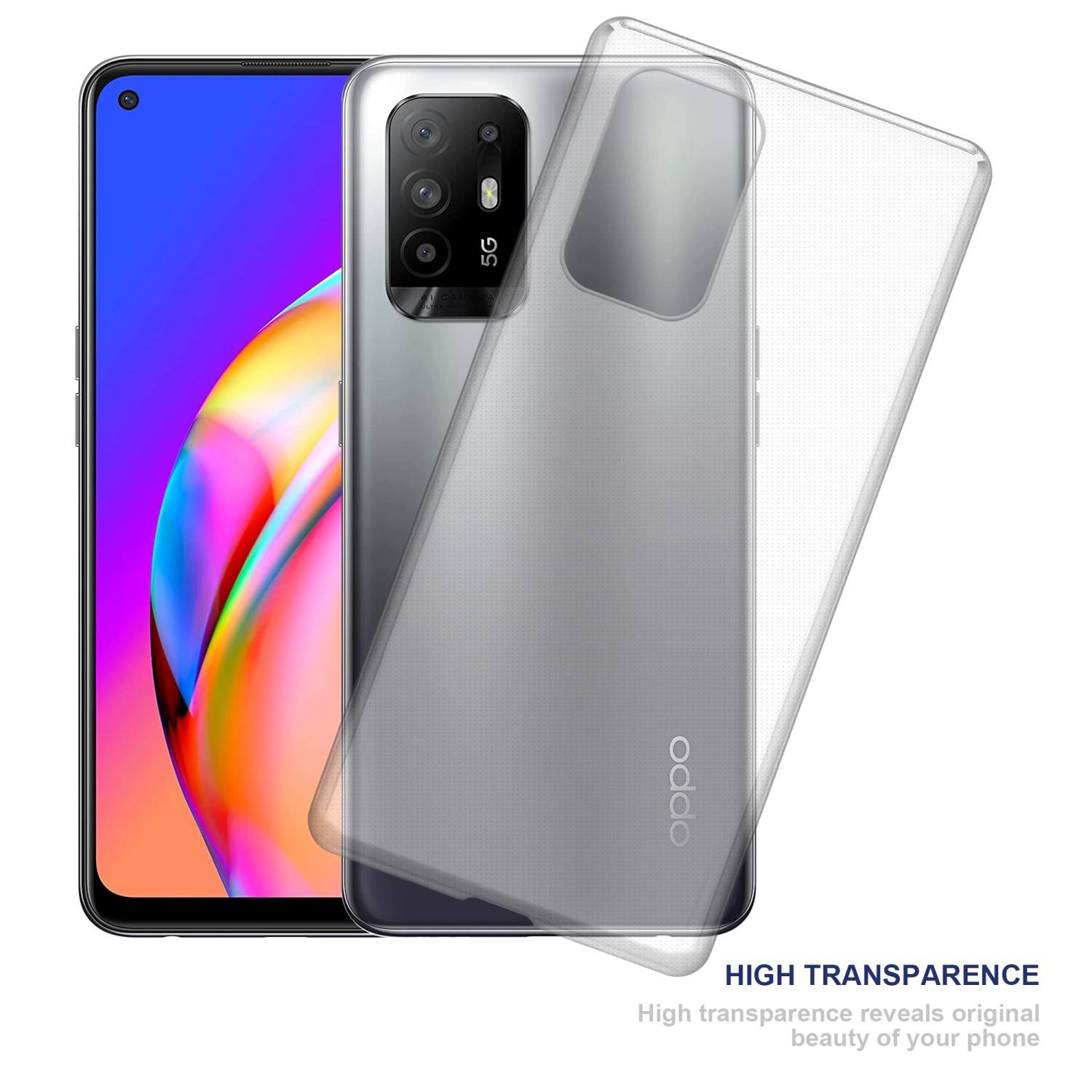 Cadorabo Hülle für Oppo A94 5G Schutz Hülle in Transparent Schutzhülle TPU Silikon Cover Etui Case