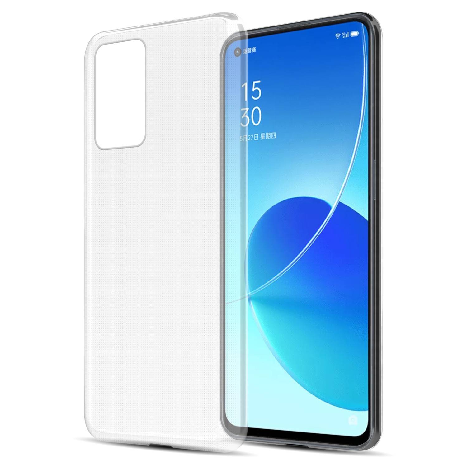 Cadorabo Hülle für Oppo Reno6 5G Schutz Hülle in Transparent Schutzhülle TPU Silikon Cover Etui Case