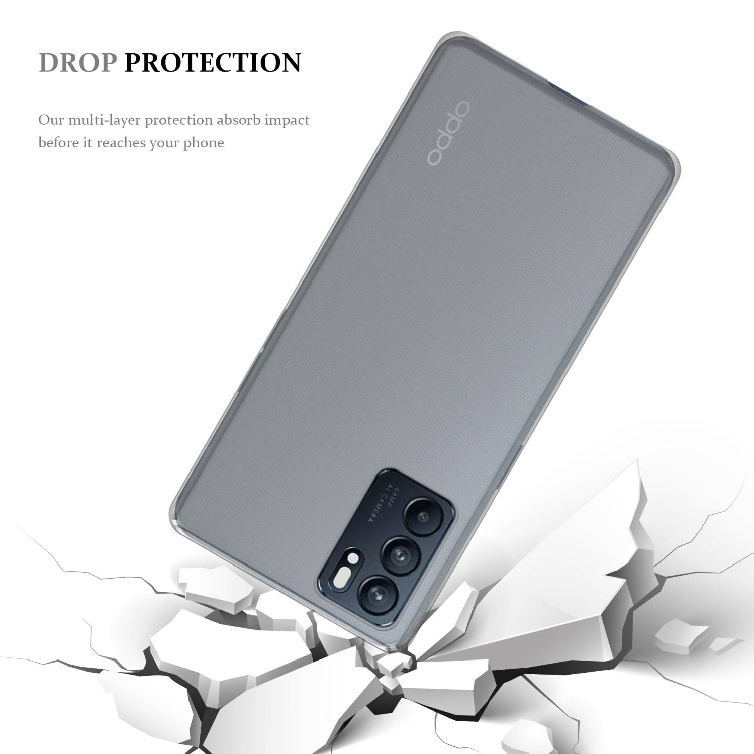 Cadorabo Hülle für Oppo Reno6 5G Schutz Hülle in Transparent Schutzhülle TPU Silikon Cover Etui Case
