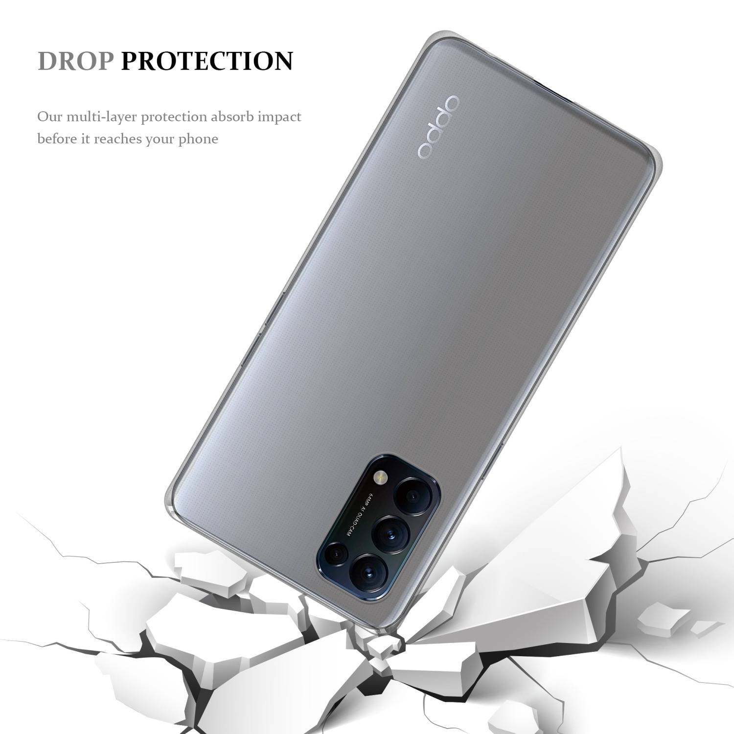 Cadorabo Hülle für Oppo FIND X3 LITE Schutz Hülle in Transparent Schutzhülle TPU Silikon Cover Etui Case