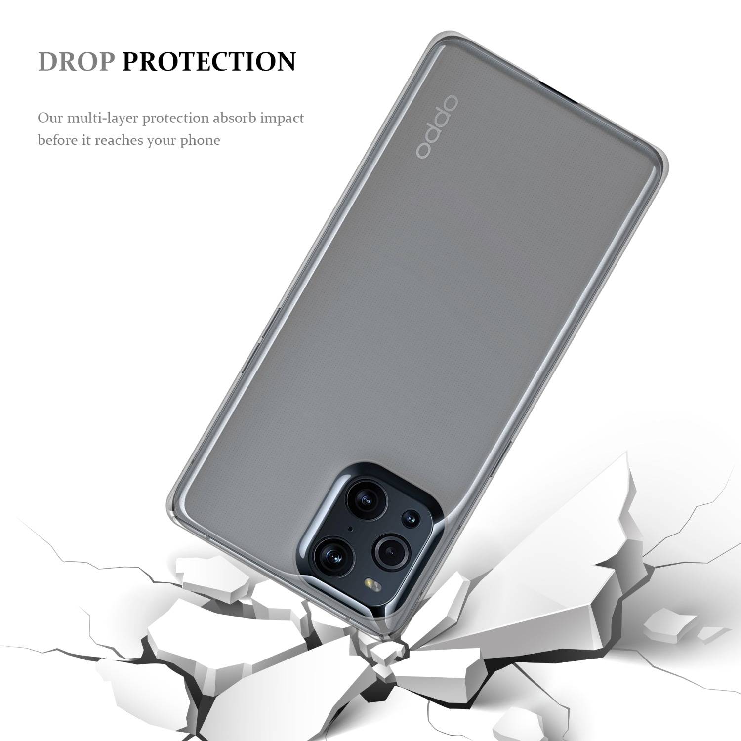 Cadorabo Hülle für Oppo FIND X3 PRO Schutz Hülle in Transparent Schutzhülle TPU Silikon Cover Etui Case