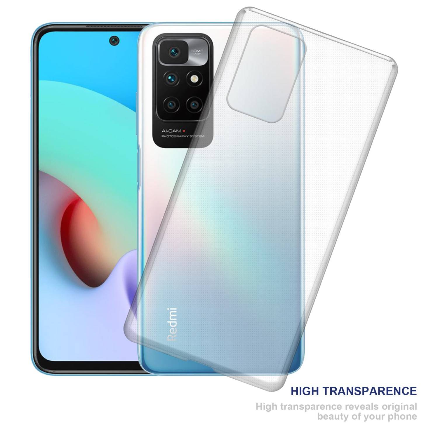 Cadorabo Hülle für Xiaomi RedMi 10 / RedMi NOTE 11 4G Schutz Hülle in Transparent Schutzhülle TPU Silikon Cover Etui