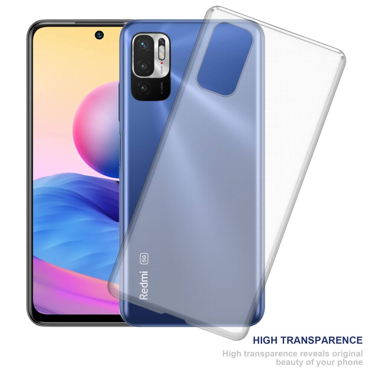 Cadorabo Hülle für Xiaomi RedMi NOTE 10 5G / POCO M3 PRO 5G Schutz Hülle in Transparent Schutzhülle TPU Silikon Cover