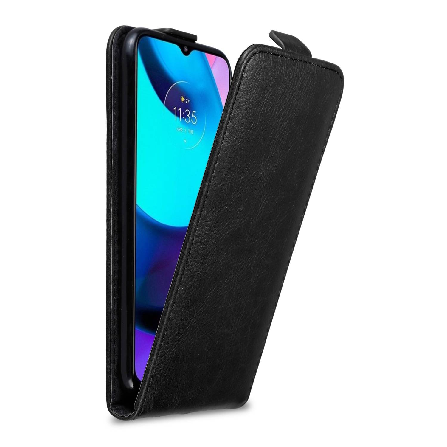 Cadorabo Hülle für Motorola MOTO E20 / E30 / E40 Schutz Hülle in Schwarz Flip Etui Handyhülle Case Cover