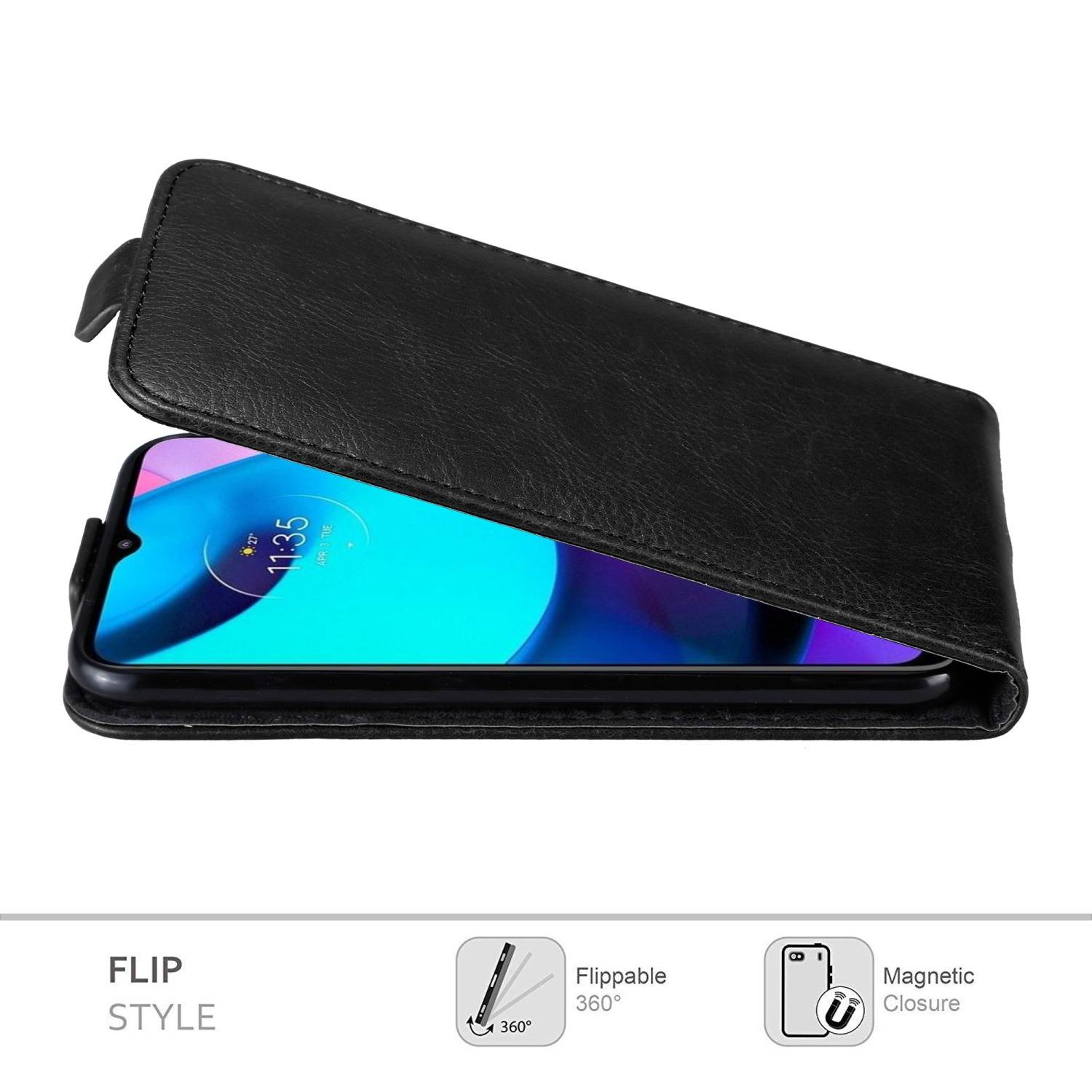 Cadorabo Hülle für Motorola MOTO E20 / E30 / E40 Schutz Hülle in Schwarz Flip Etui Handyhülle Case Cover