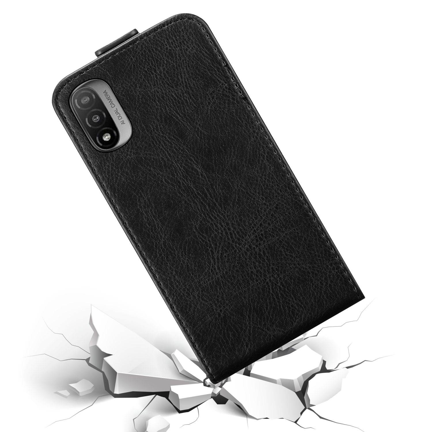Cadorabo Hülle für Motorola MOTO E20 / E30 / E40 Schutz Hülle in Schwarz Flip Etui Handyhülle Case Cover