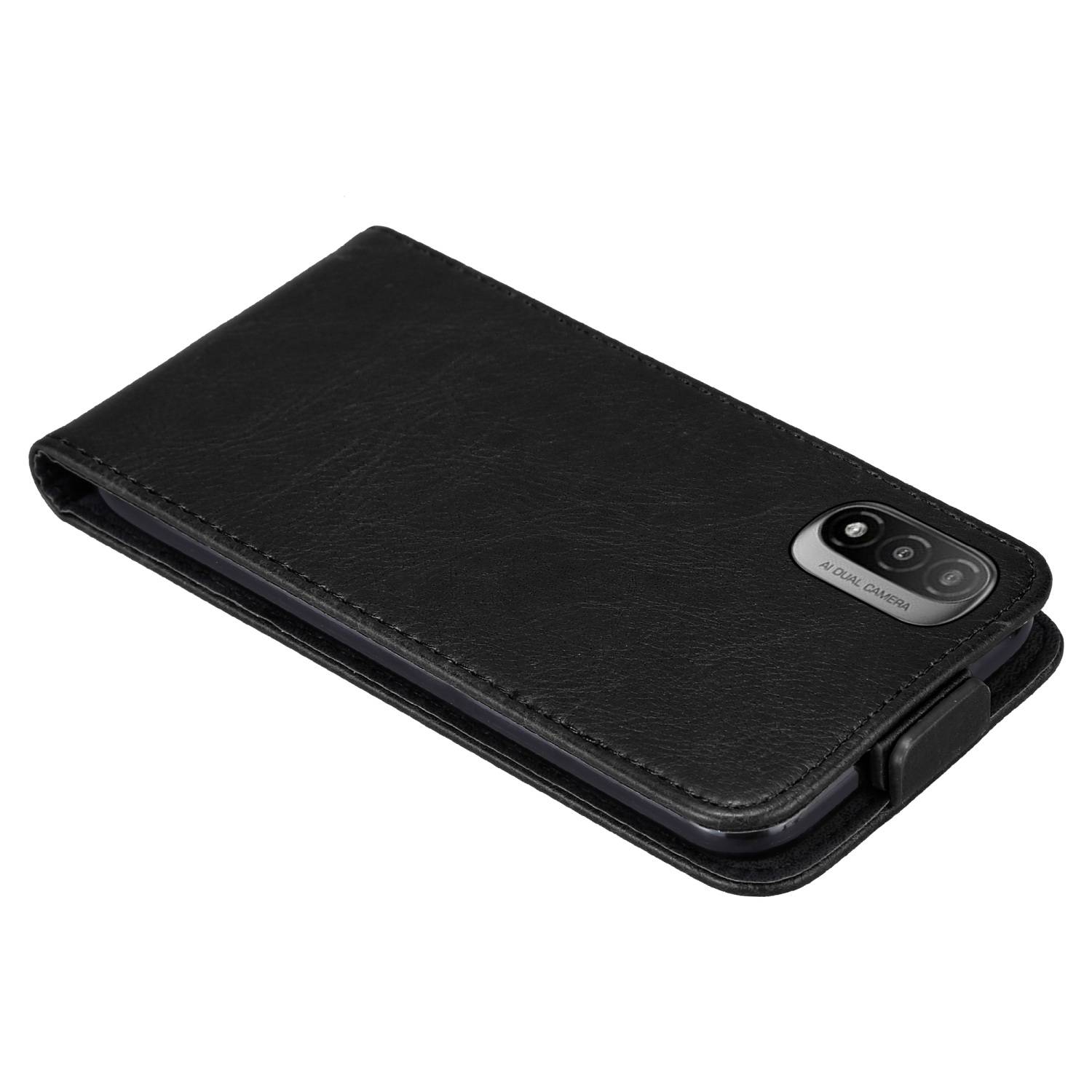 Cadorabo Hülle für Motorola MOTO E20 / E30 / E40 Schutz Hülle in Schwarz Flip Etui Handyhülle Case Cover