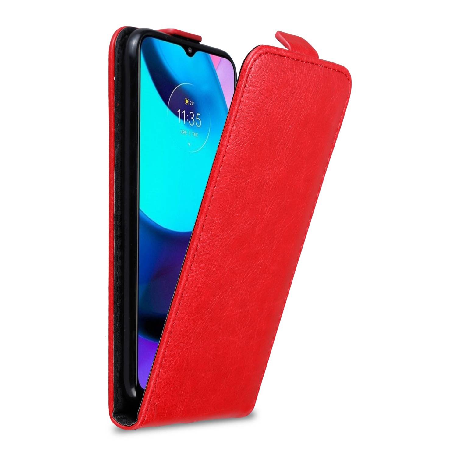 Cadorabo Hülle für Motorola MOTO E20 / E30 / E40 Schutz Hülle in Rot Flip Etui Handyhülle Case Cover