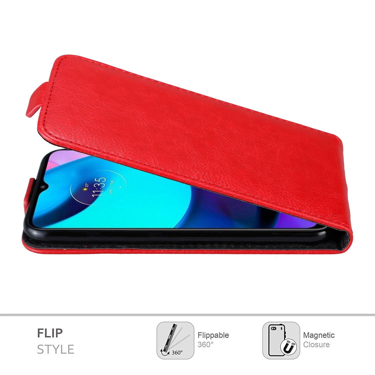 Cadorabo Hülle für Motorola MOTO E20 / E30 / E40 Schutz Hülle in Rot Flip Etui Handyhülle Case Cover