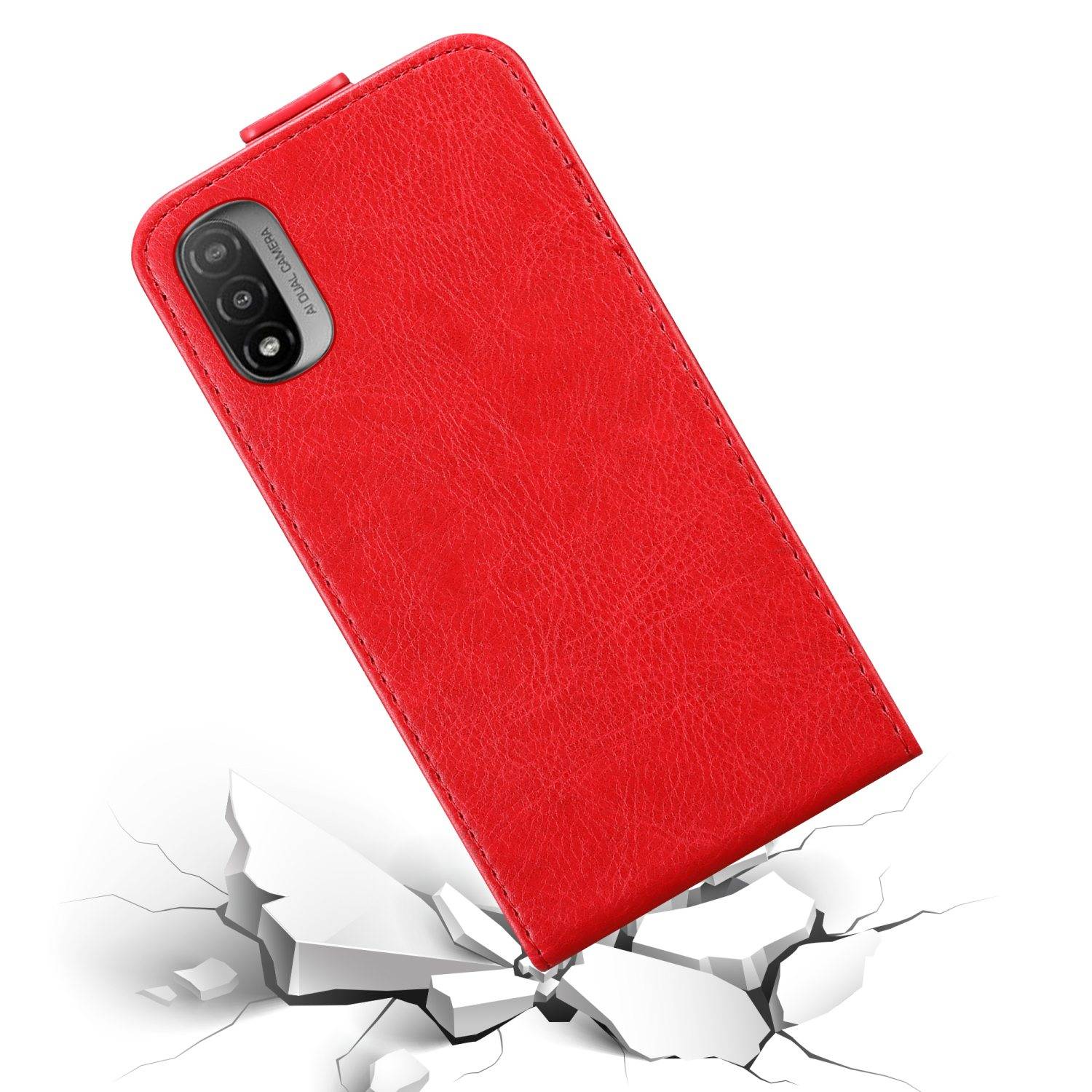 Cadorabo Hülle für Motorola MOTO E20 / E30 / E40 Schutz Hülle in Rot Flip Etui Handyhülle Case Cover