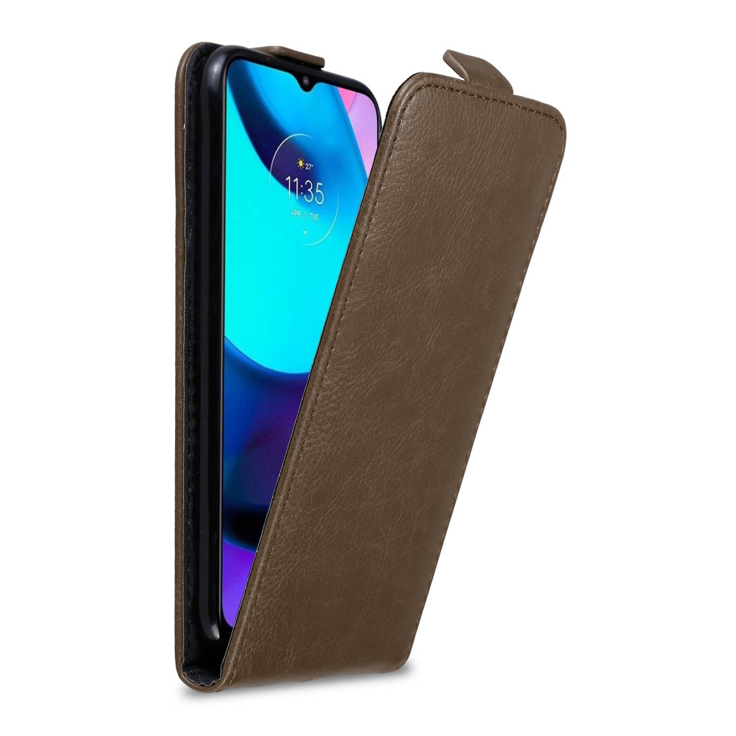 Cadorabo Hülle für Motorola MOTO E20 / E30 / E40 Schutz Hülle in Braun Flip Etui Handyhülle Case Cover