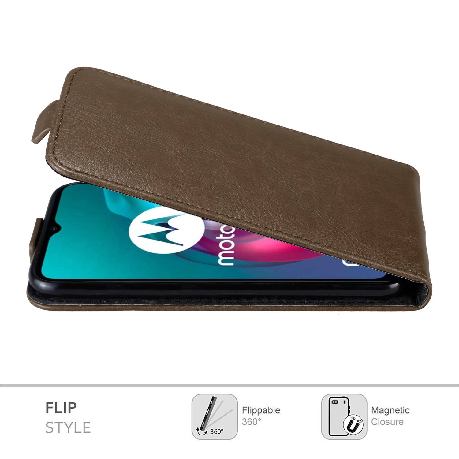 Cadorabo Hülle für Motorola MOTO G10 / G30 Schutz Hülle in Braun Flip Etui Handyhülle Case Cover