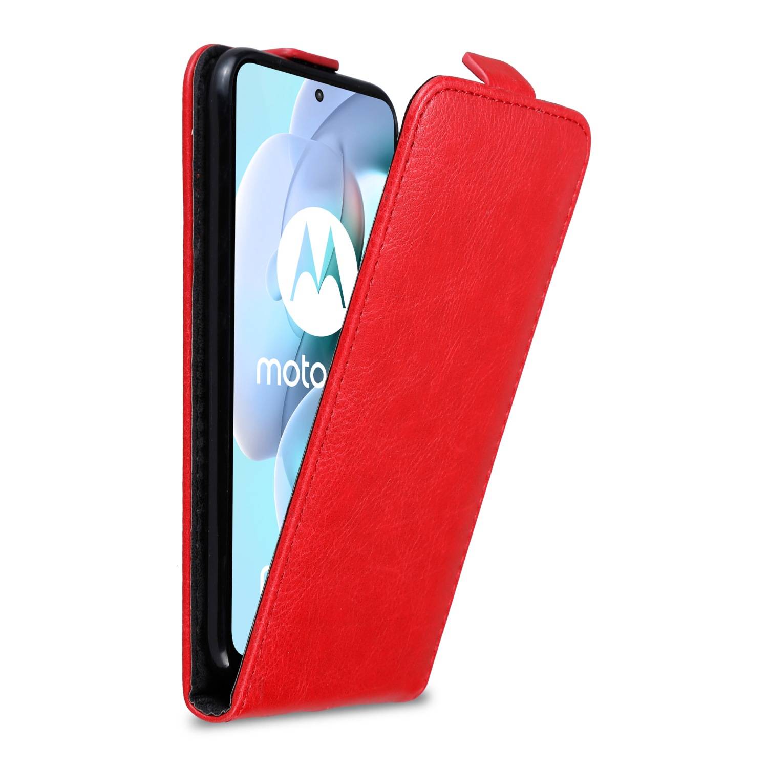 Cadorabo Hülle für Motorola MOTO G31 / G41 Schutz Hülle in Rot Flip Etui Handyhülle Case Cover