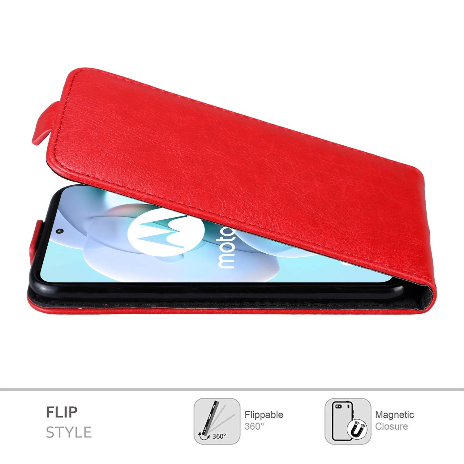 Cadorabo Hülle für Motorola MOTO G31 / G41 Schutz Hülle in Rot Flip Etui Handyhülle Case Cover