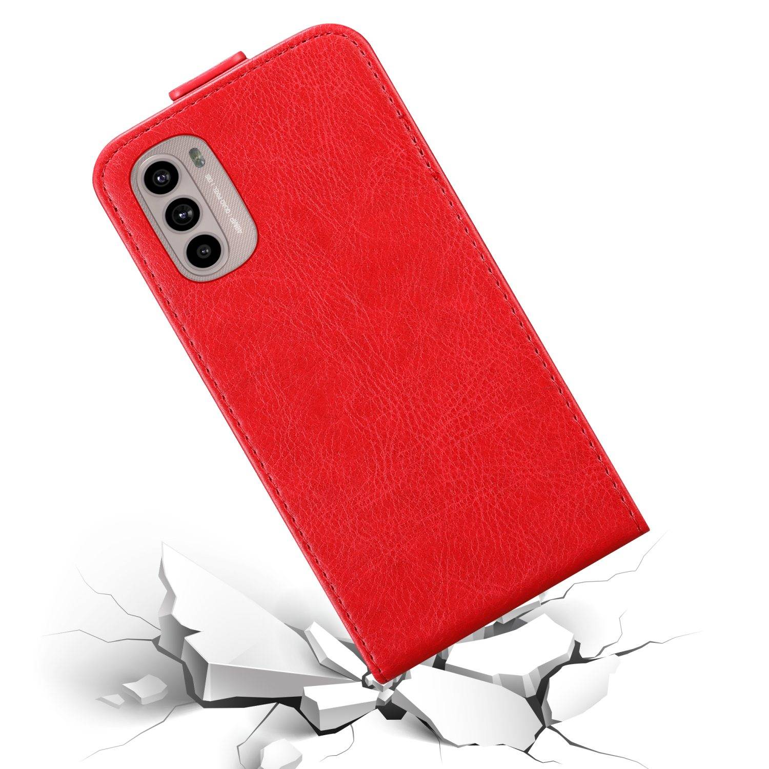 Cadorabo Hülle für Motorola MOTO G31 / G41 Schutz Hülle in Rot Flip Etui Handyhülle Case Cover