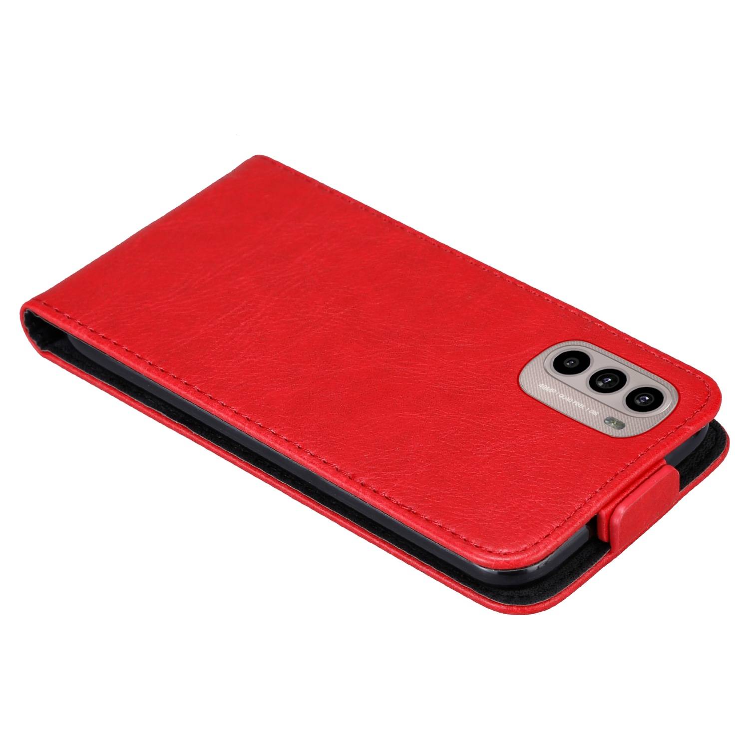 Cadorabo Hülle für Motorola MOTO G31 / G41 Schutz Hülle in Rot Flip Etui Handyhülle Case Cover