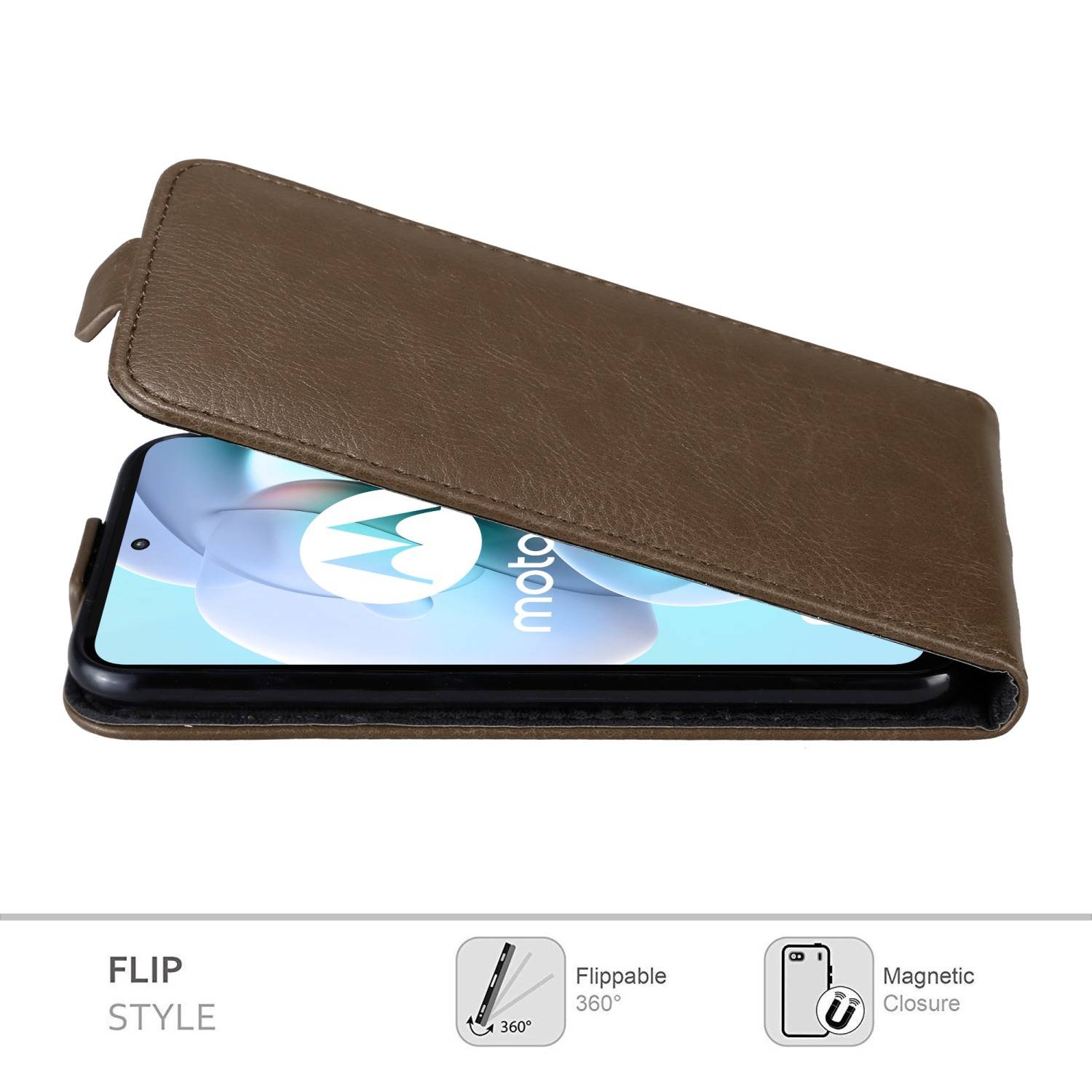 Cadorabo Hülle für Motorola MOTO G31 / G41 Schutz Hülle in Braun Flip Etui Handyhülle Case Cover