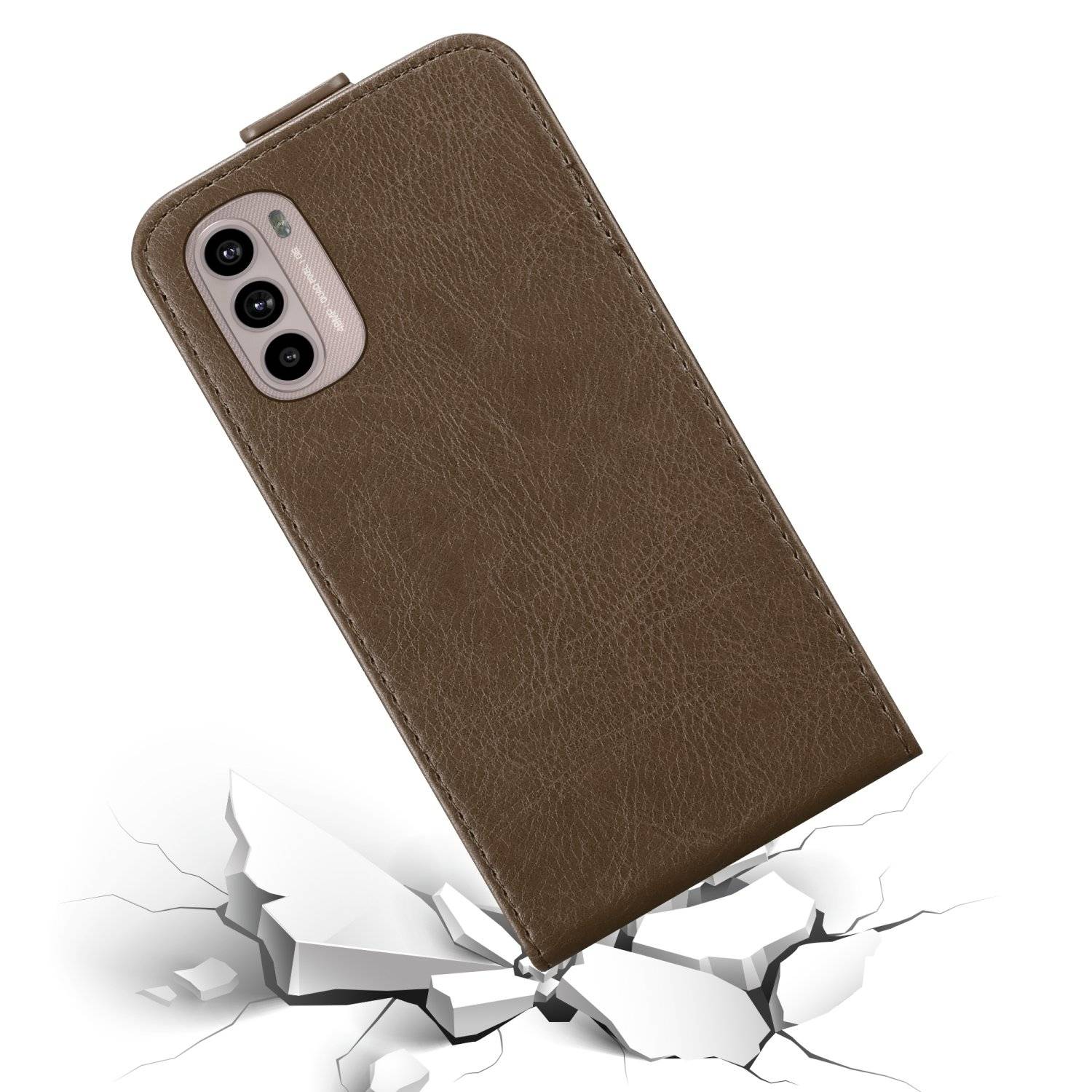 Cadorabo Hülle für Motorola MOTO G31 / G41 Schutz Hülle in Braun Flip Etui Handyhülle Case Cover