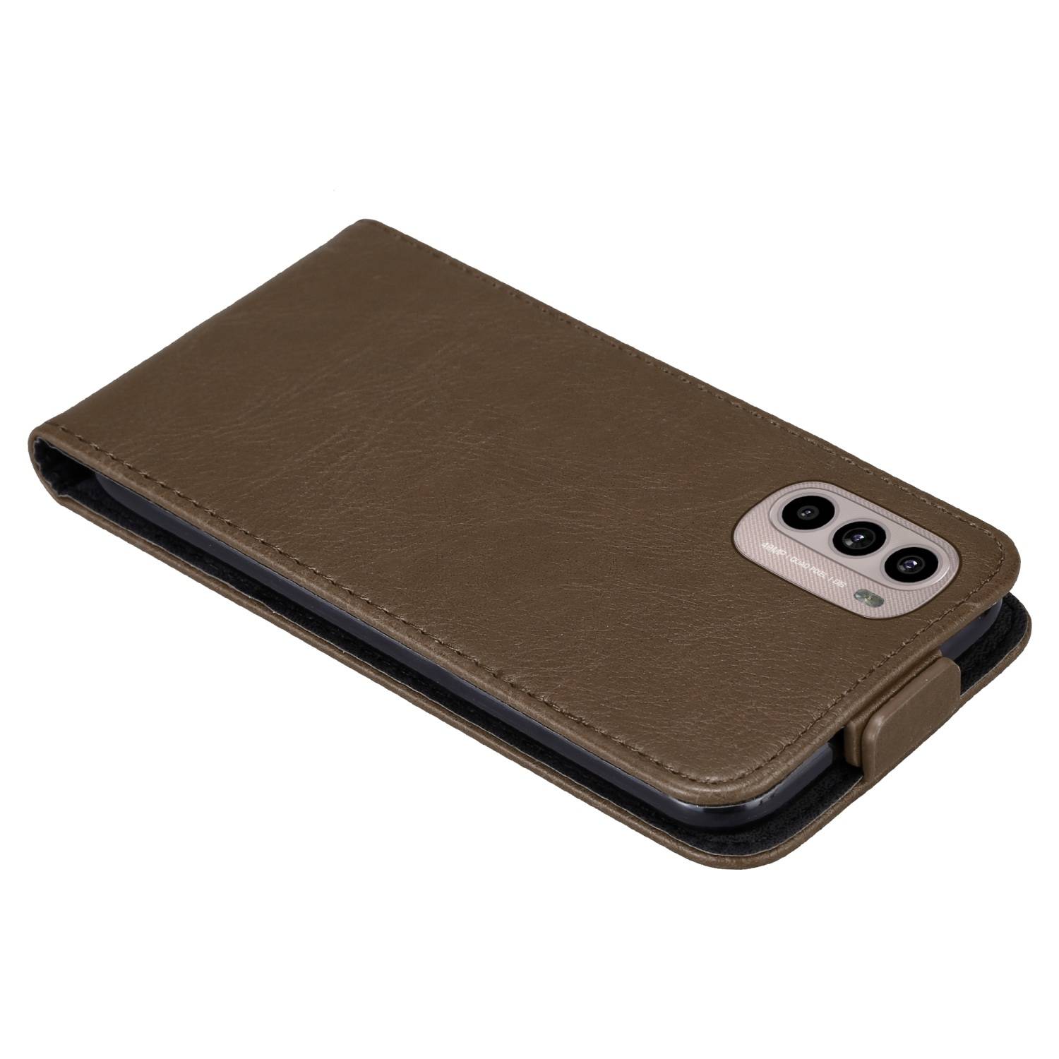Cadorabo Hülle für Motorola MOTO G31 / G41 Schutz Hülle in Braun Flip Etui Handyhülle Case Cover
