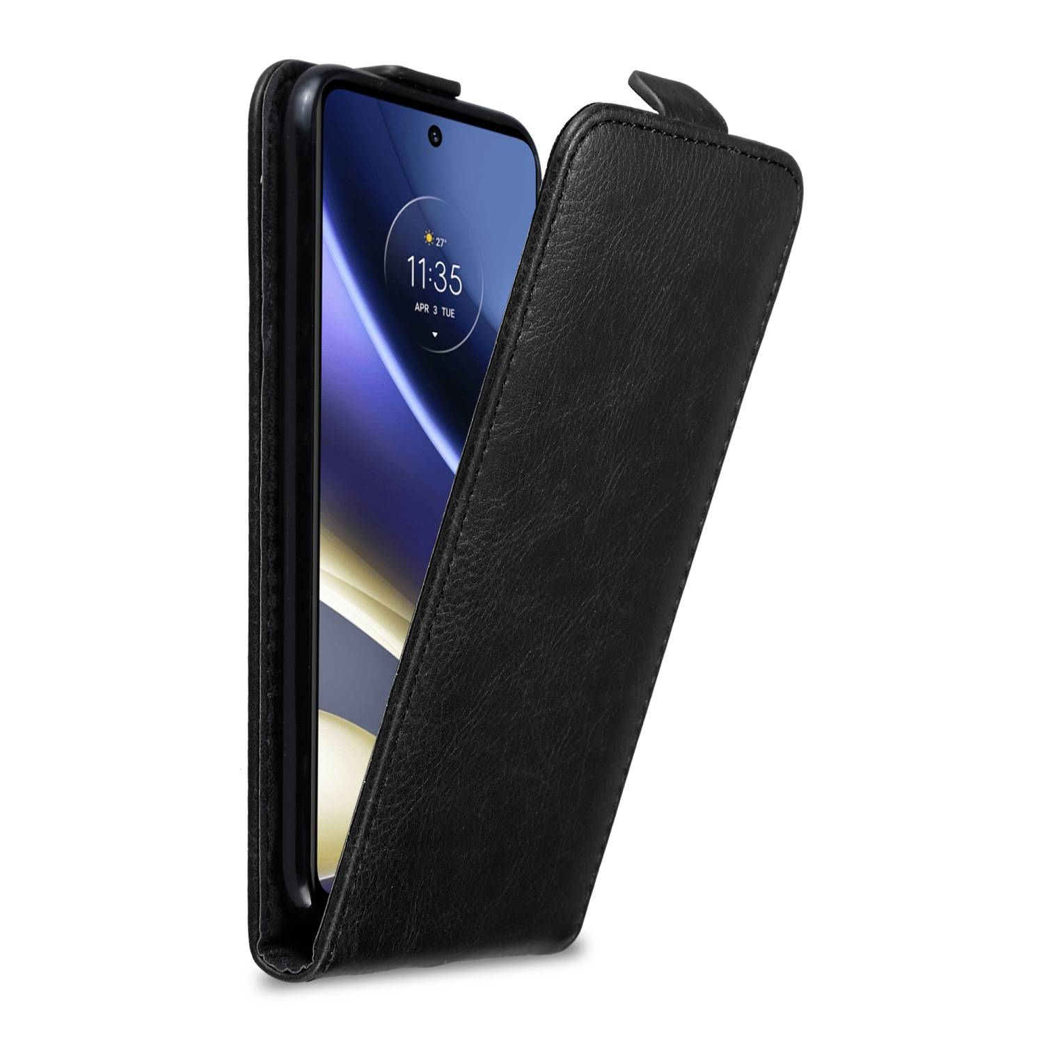 Cadorabo Hülle für Motorola MOTO G51 5G Schutz Hülle in Schwarz Flip Etui Handyhülle Case Cover