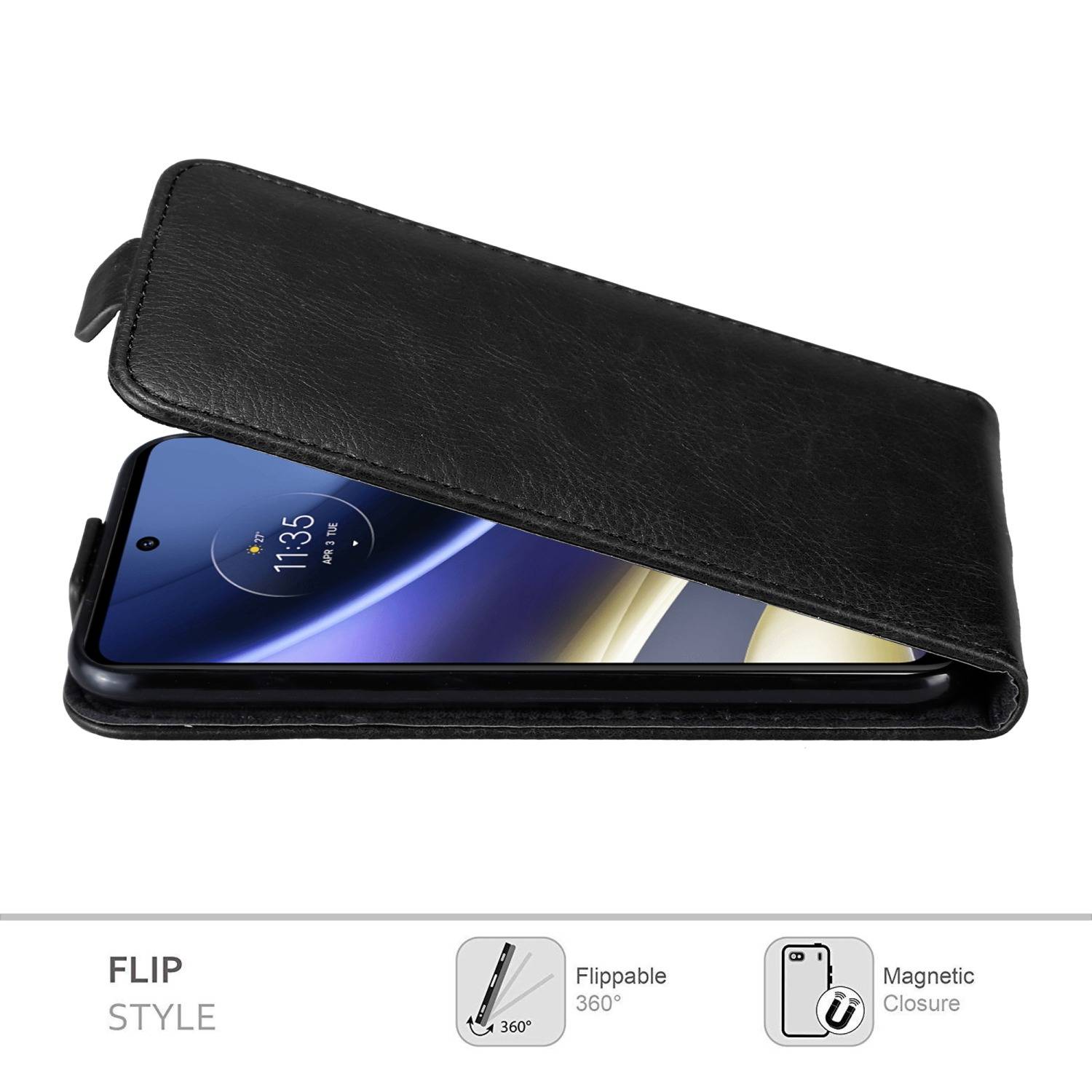 Cadorabo Hülle für Motorola MOTO G51 5G Schutz Hülle in Schwarz Flip Etui Handyhülle Case Cover