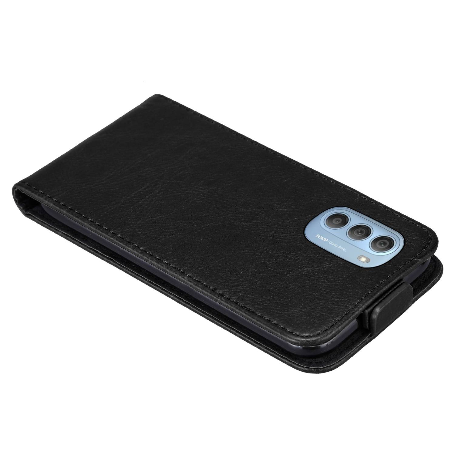 Cadorabo Hülle für Motorola MOTO G51 5G Schutz Hülle in Schwarz Flip Etui Handyhülle Case Cover