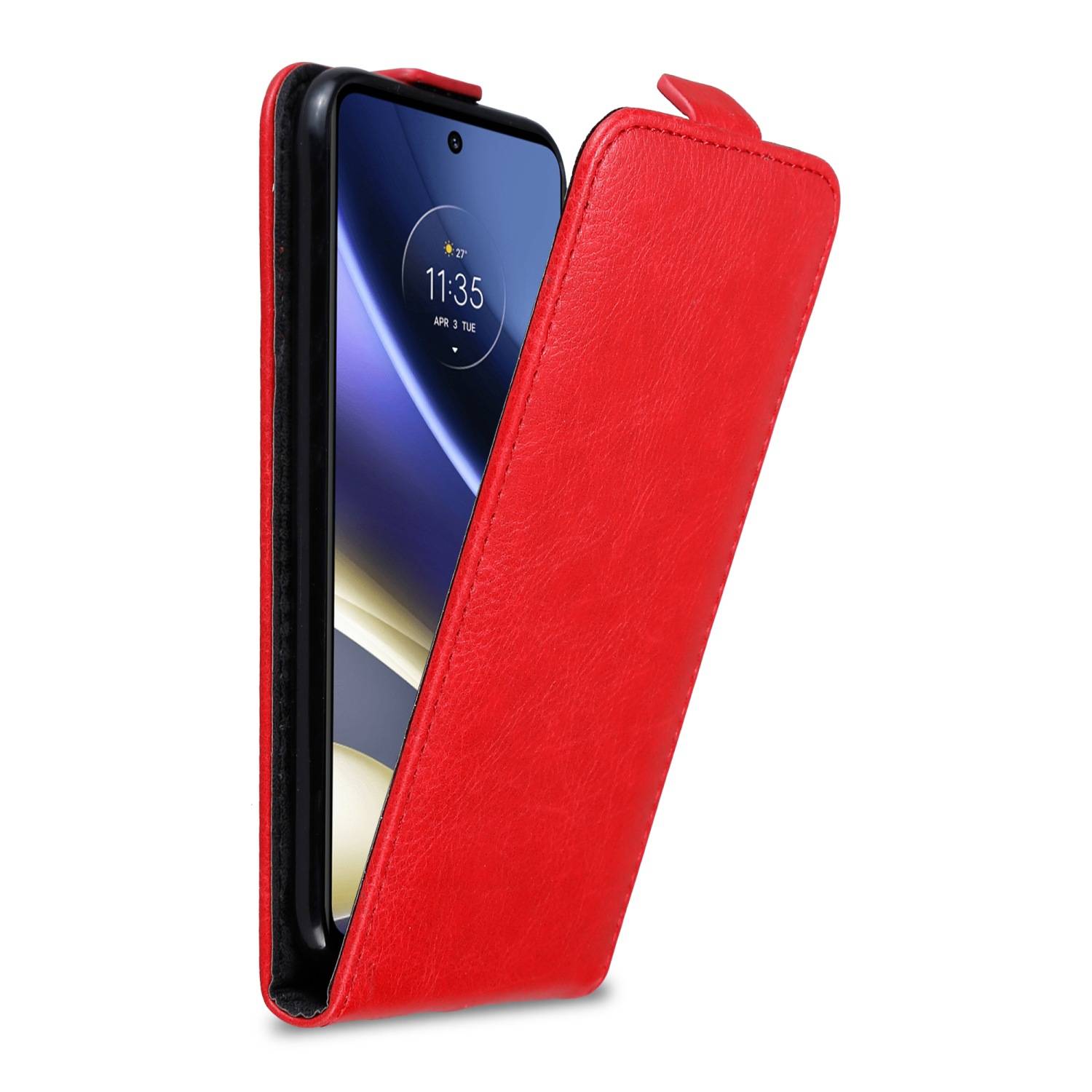 Cadorabo Hülle für Motorola MOTO G51 5G Schutz Hülle in Rot Flip Etui Handyhülle Case Cover