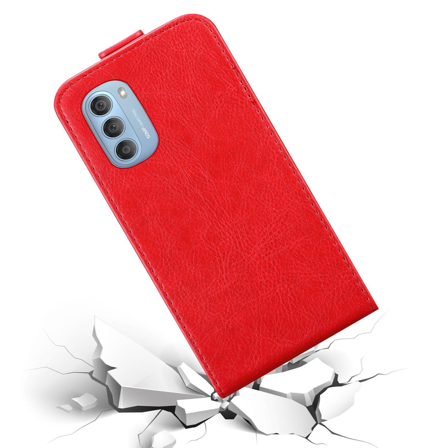 Cadorabo Hülle für Motorola MOTO G51 5G Schutz Hülle in Rot Flip Etui Handyhülle Case Cover