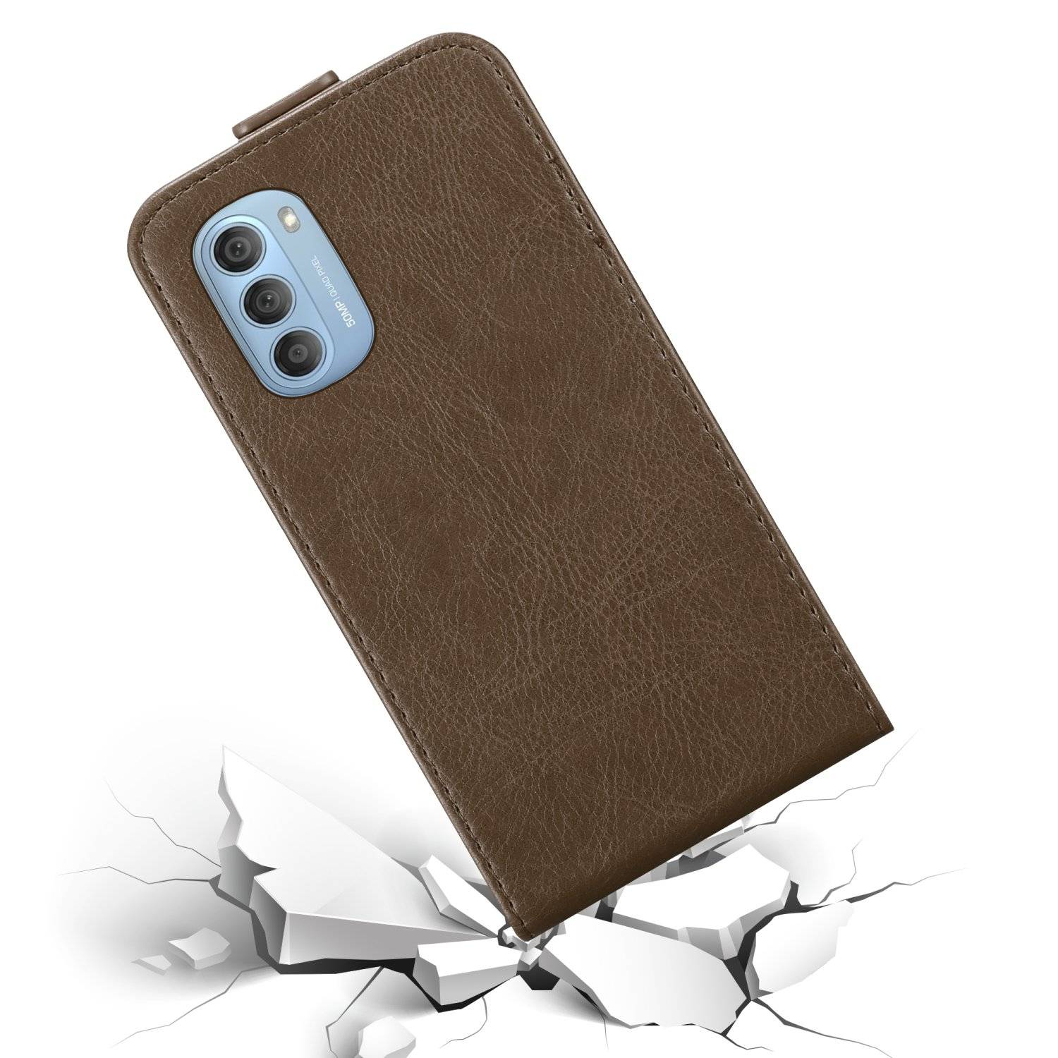 Cadorabo Hülle für Motorola MOTO G51 5G Schutz Hülle in Braun Flip Etui Handyhülle Case Cover