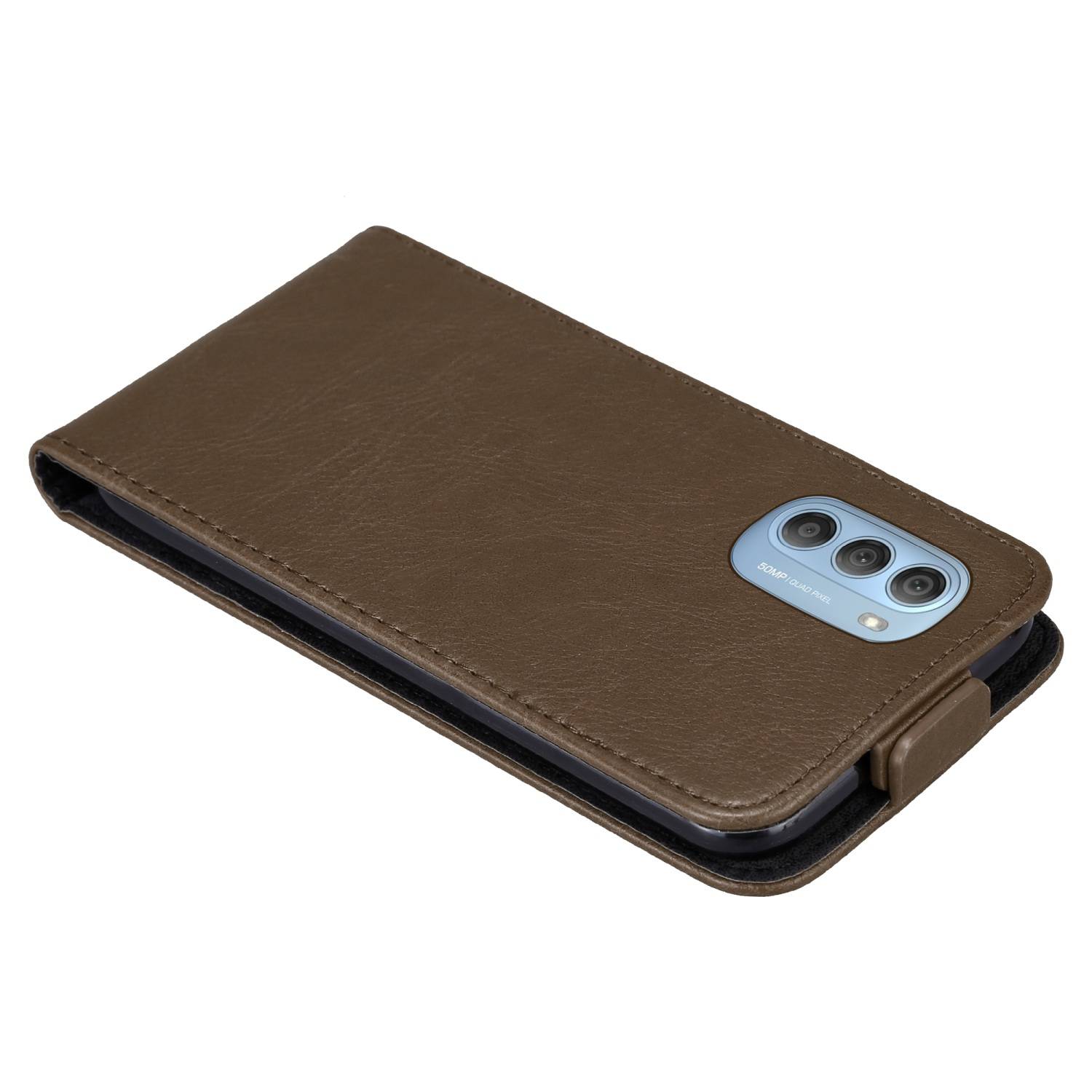 Cadorabo Hülle für Motorola MOTO G51 5G Schutz Hülle in Braun Flip Etui Handyhülle Case Cover