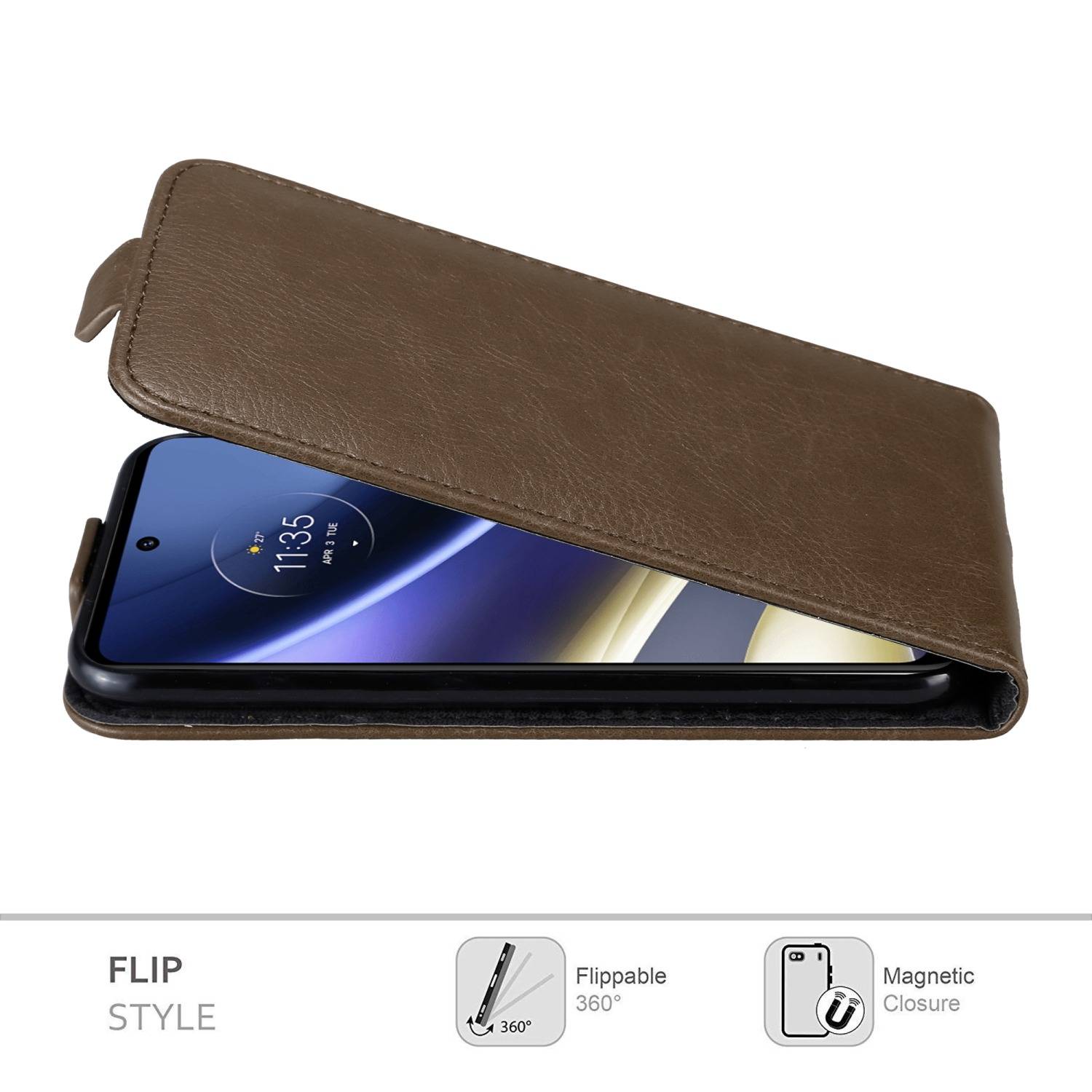 Cadorabo Hülle für Motorola MOTO G51 5G Schutz Hülle in Braun Flip Etui Handyhülle Case Cover
