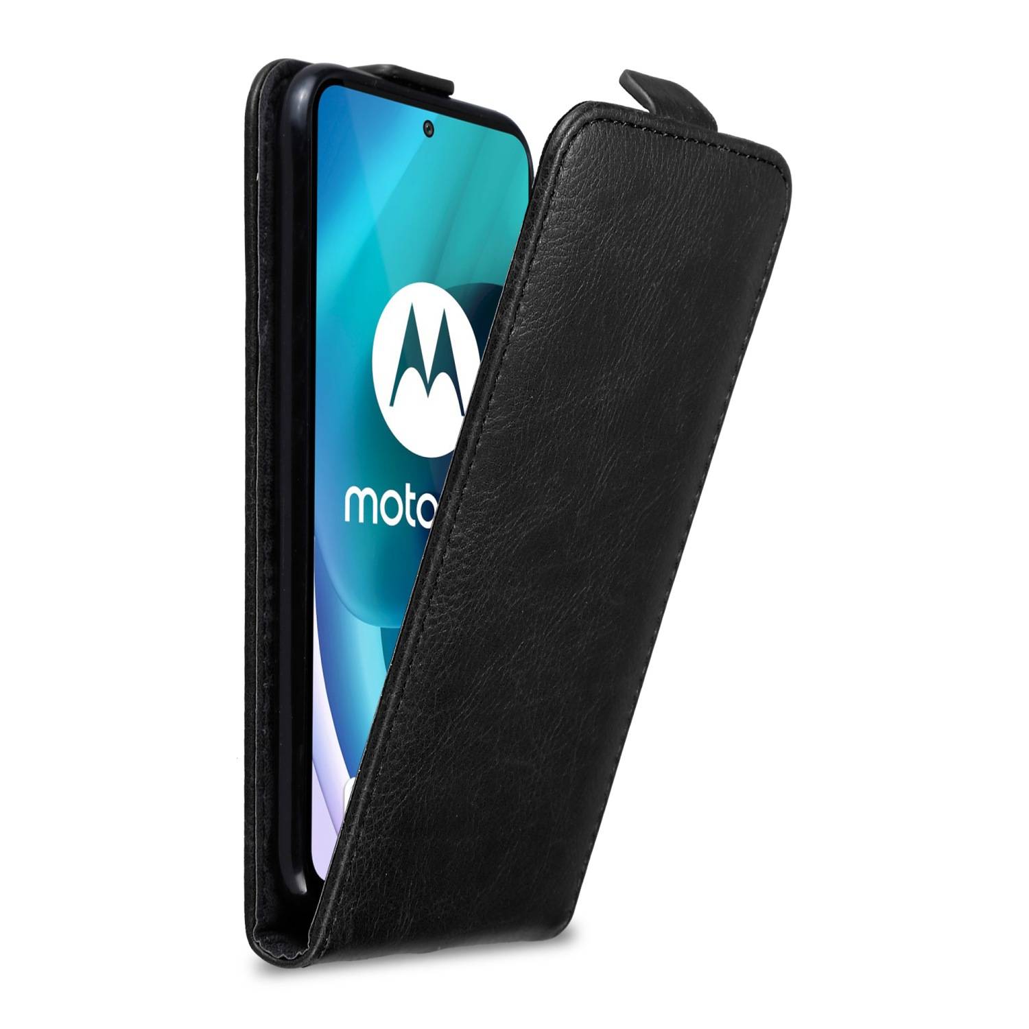 Cadorabo Hülle für Motorola MOTO G71 5G Schutz Hülle in Schwarz Flip Etui Handyhülle Case Cover