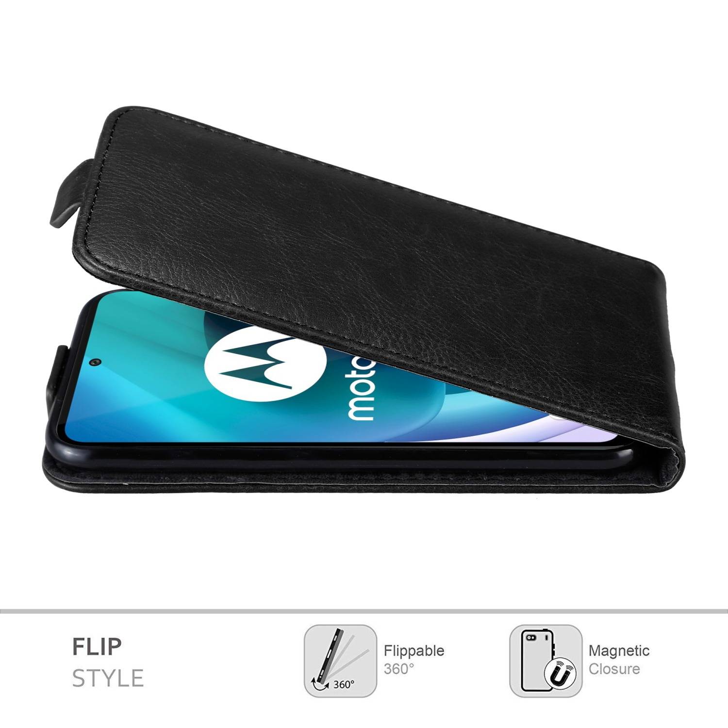 Cadorabo Hülle für Motorola MOTO G71 5G Schutz Hülle in Schwarz Flip Etui Handyhülle Case Cover