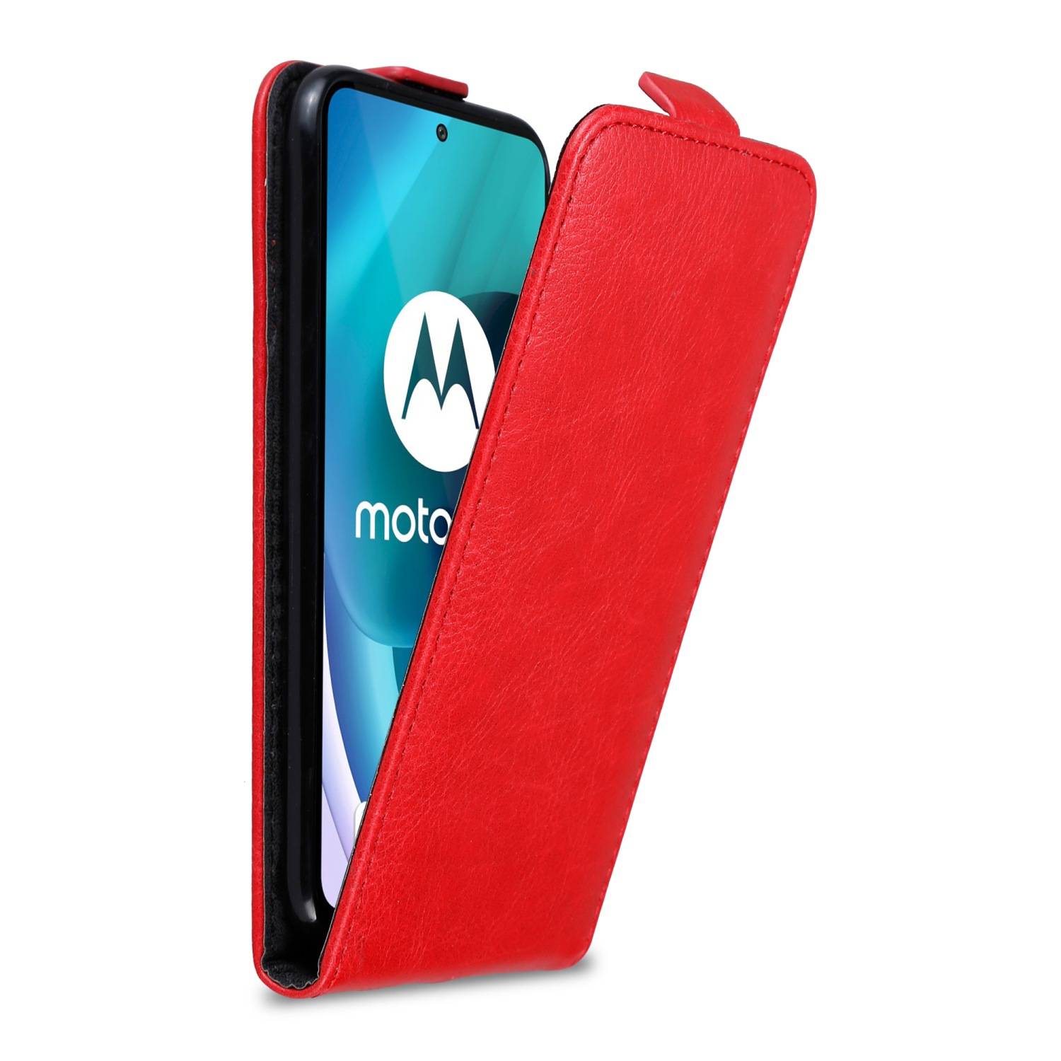 Cadorabo Hülle für Motorola MOTO G71 5G Schutz Hülle in Rot Flip Etui Handyhülle Case Cover