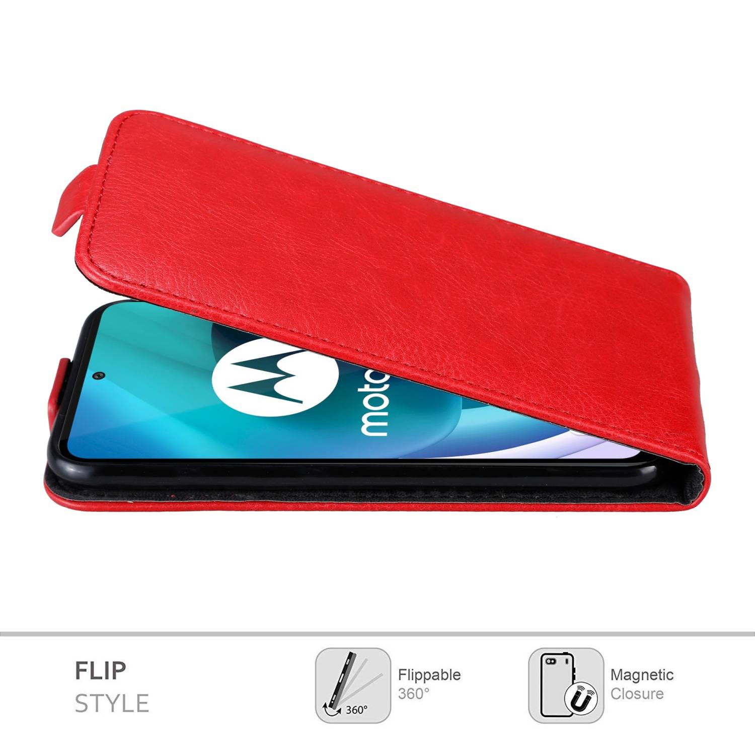 Cadorabo Hülle für Motorola MOTO G71 5G Schutz Hülle in Rot Flip Etui Handyhülle Case Cover