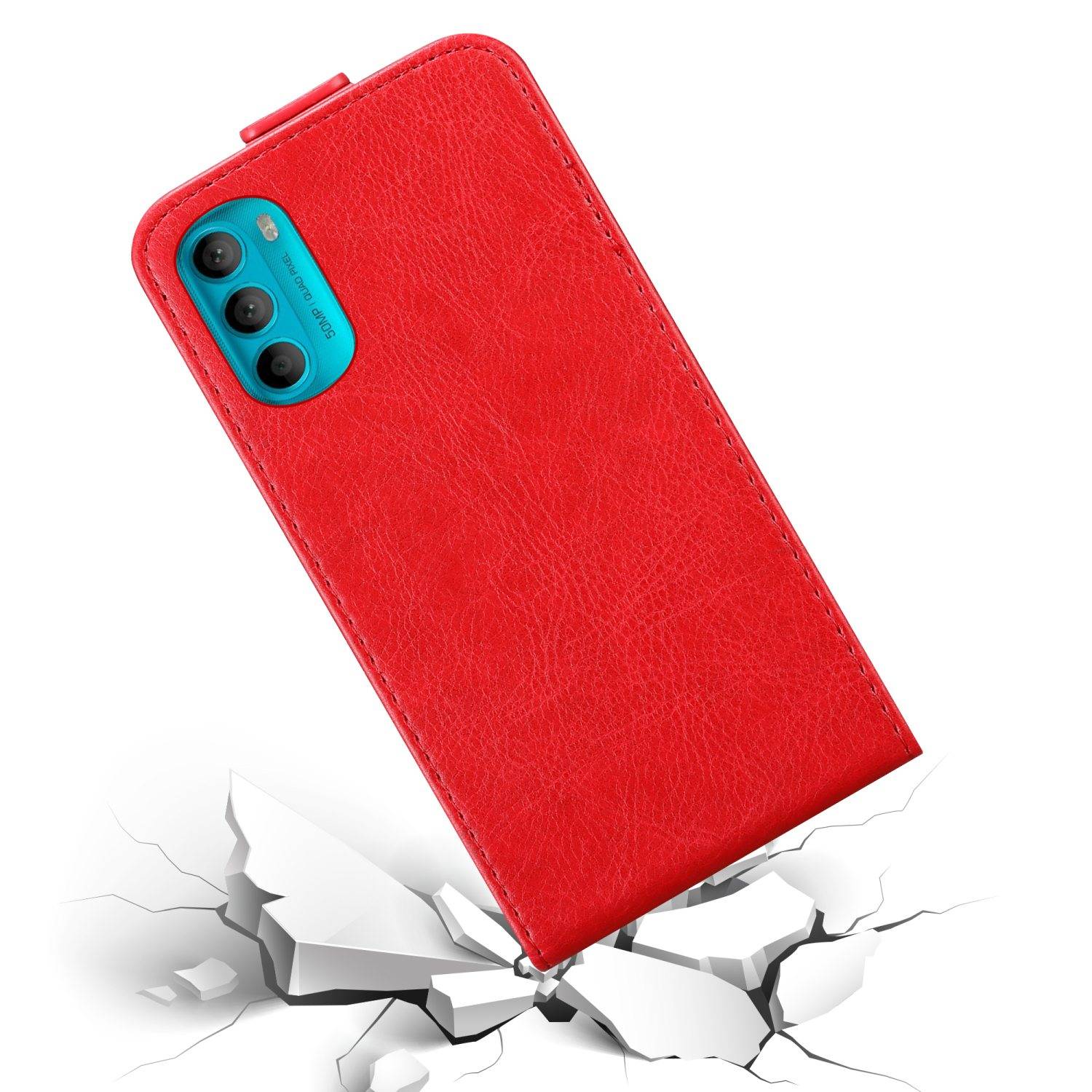 Cadorabo Hülle für Motorola MOTO G71 5G Schutz Hülle in Rot Flip Etui Handyhülle Case Cover
